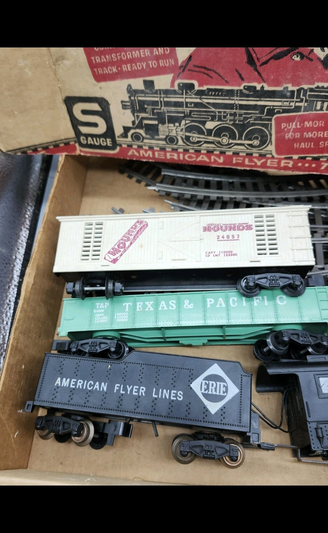 Vintage American Flyer S Gauge Electric Train Set 20705 Steam Freight Cars Track