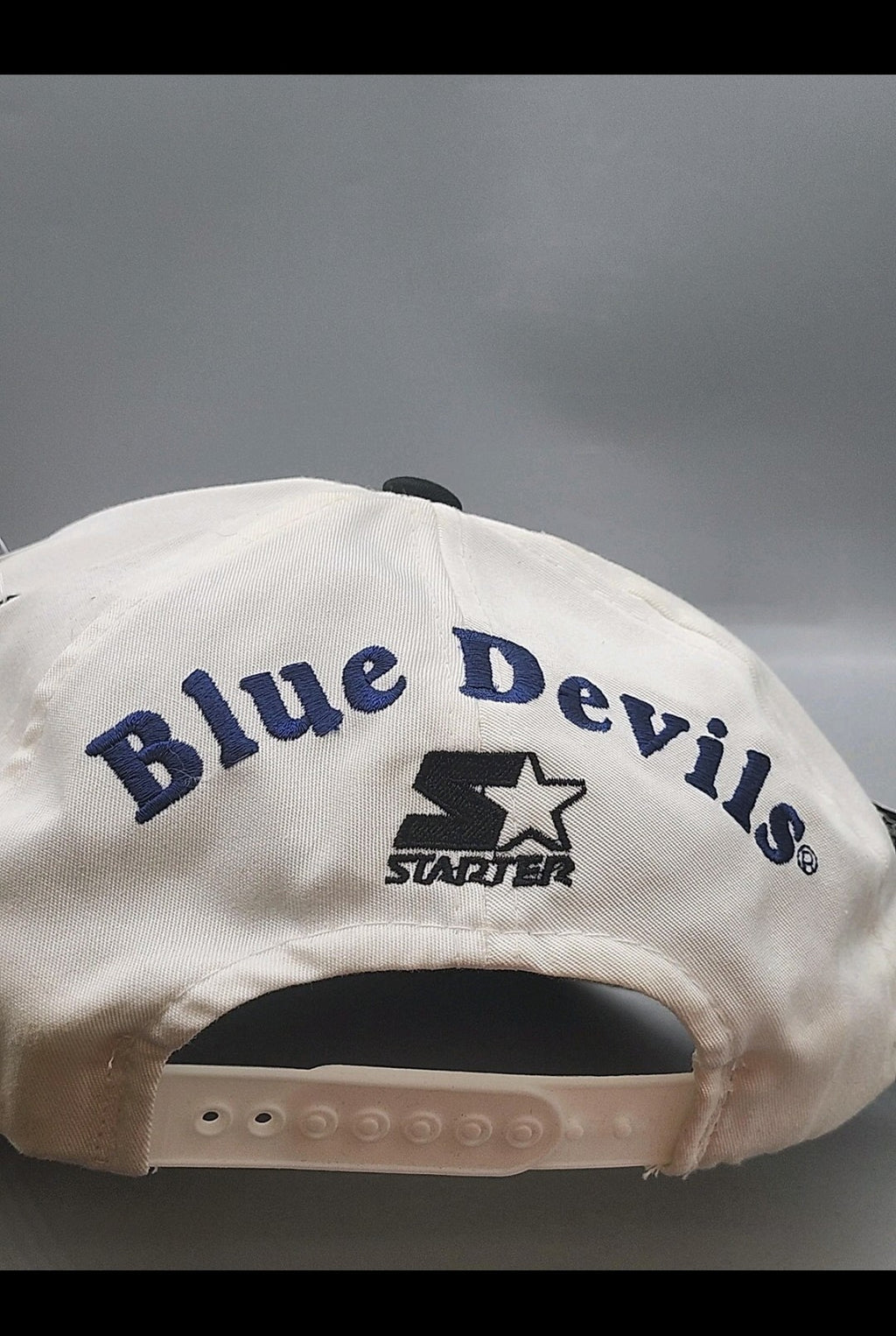 Vintage Duke Blue Devils Hat Cap Snap Back One Size Basketball Starter White 90s