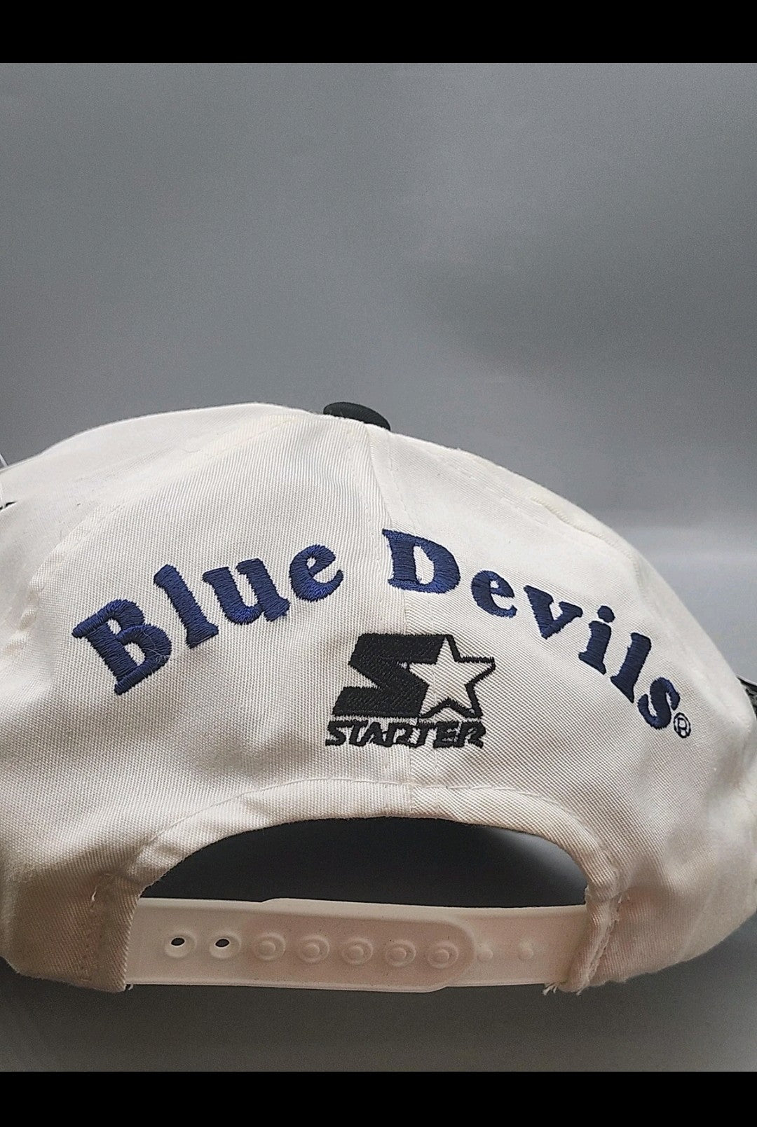 Vintage Duke Blue Devils Hat Cap Snap Back One Size Basketball Starter White 90s