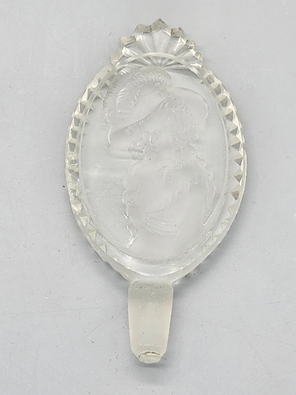 Vintage Frosted Glass Lady Cameo Perfume Bottle Stopper Art Deco Style