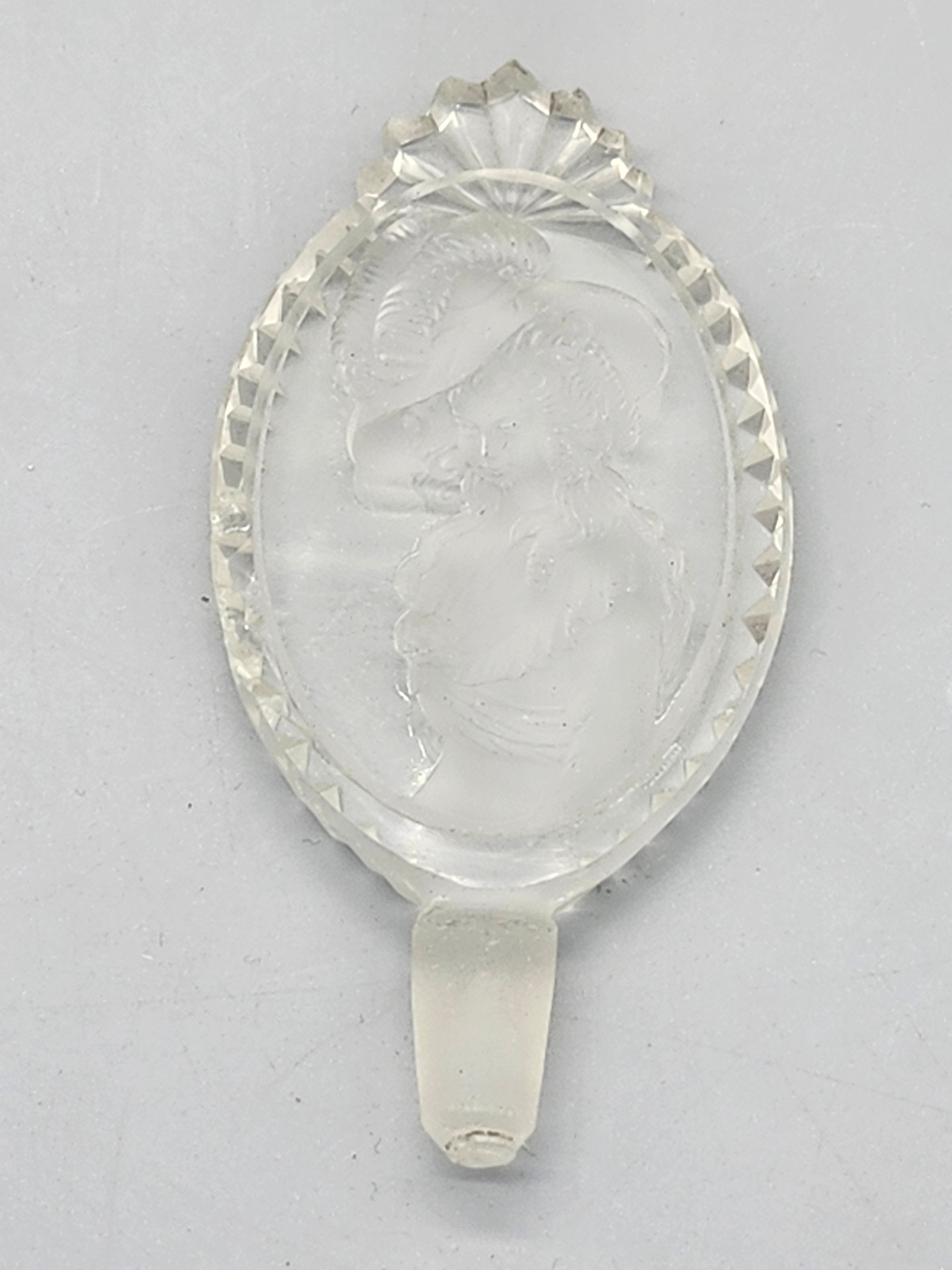 Vintage Frosted Glass Lady Cameo Perfume Bottle Stopper Art Deco Style