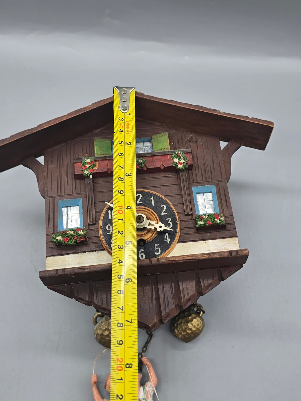 Rare Vintage German Black Forest Chalet Cuckoo Clock w/ Swinging Couple, Bells & Key – Untested