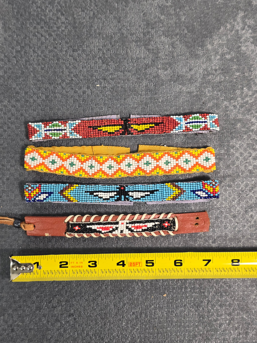 Lot of 4 Vintage Native American Style Beaded Bracelets & Wristbands Handmade