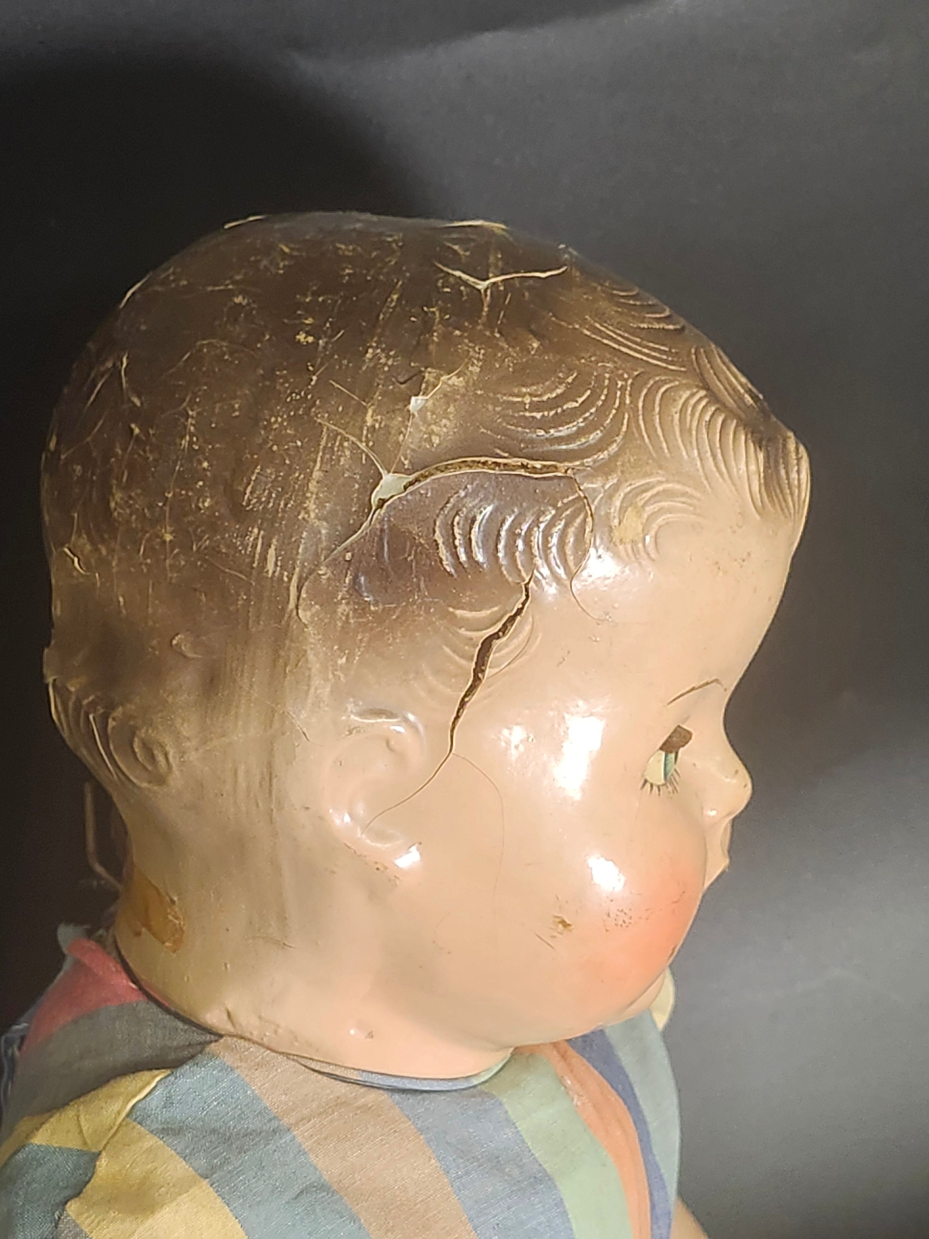 Vintage 1930s–40s Composition Baby Doll 24” Sleep Eyes – TLC