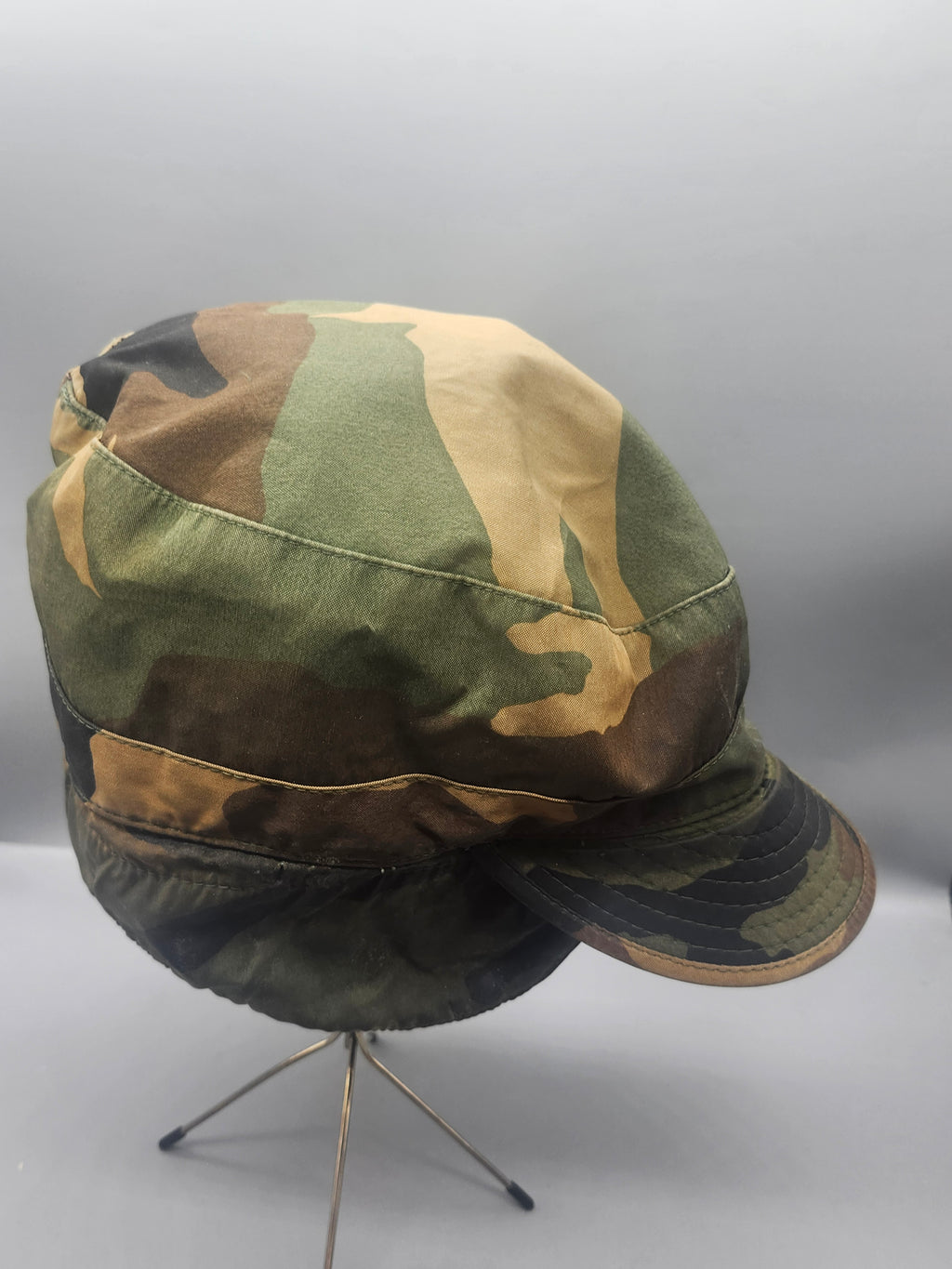 US Military Woodland Camo Patrol Cap Neck Flap Field Hat Size 7 3/4