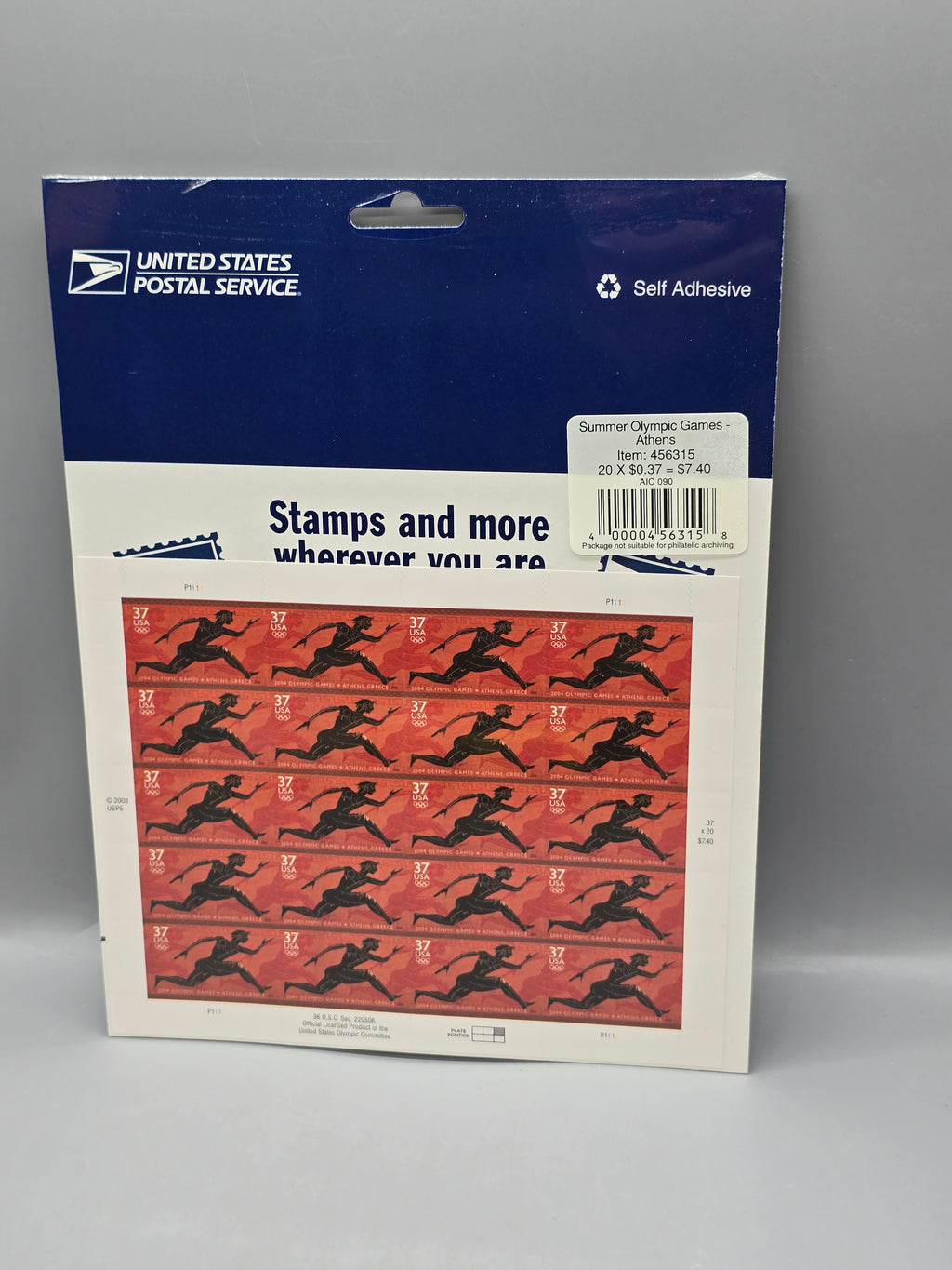 USPS Summer Olympic Games Athens 37¢ Self Adhesive Stamp Booklet of 20 Sealed