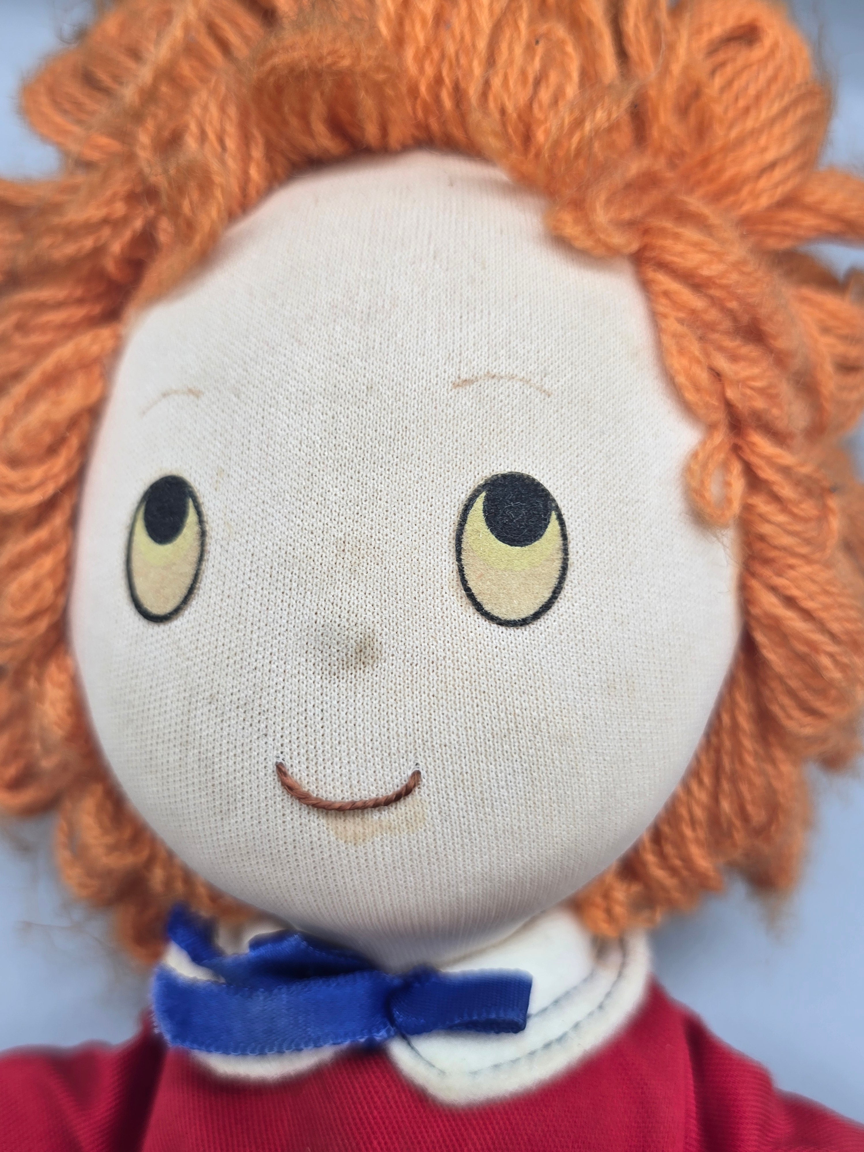 Vintage 1982 Applause Annie Rag Doll 12" Red Dress Yarn Hair Soft Cloth Plush