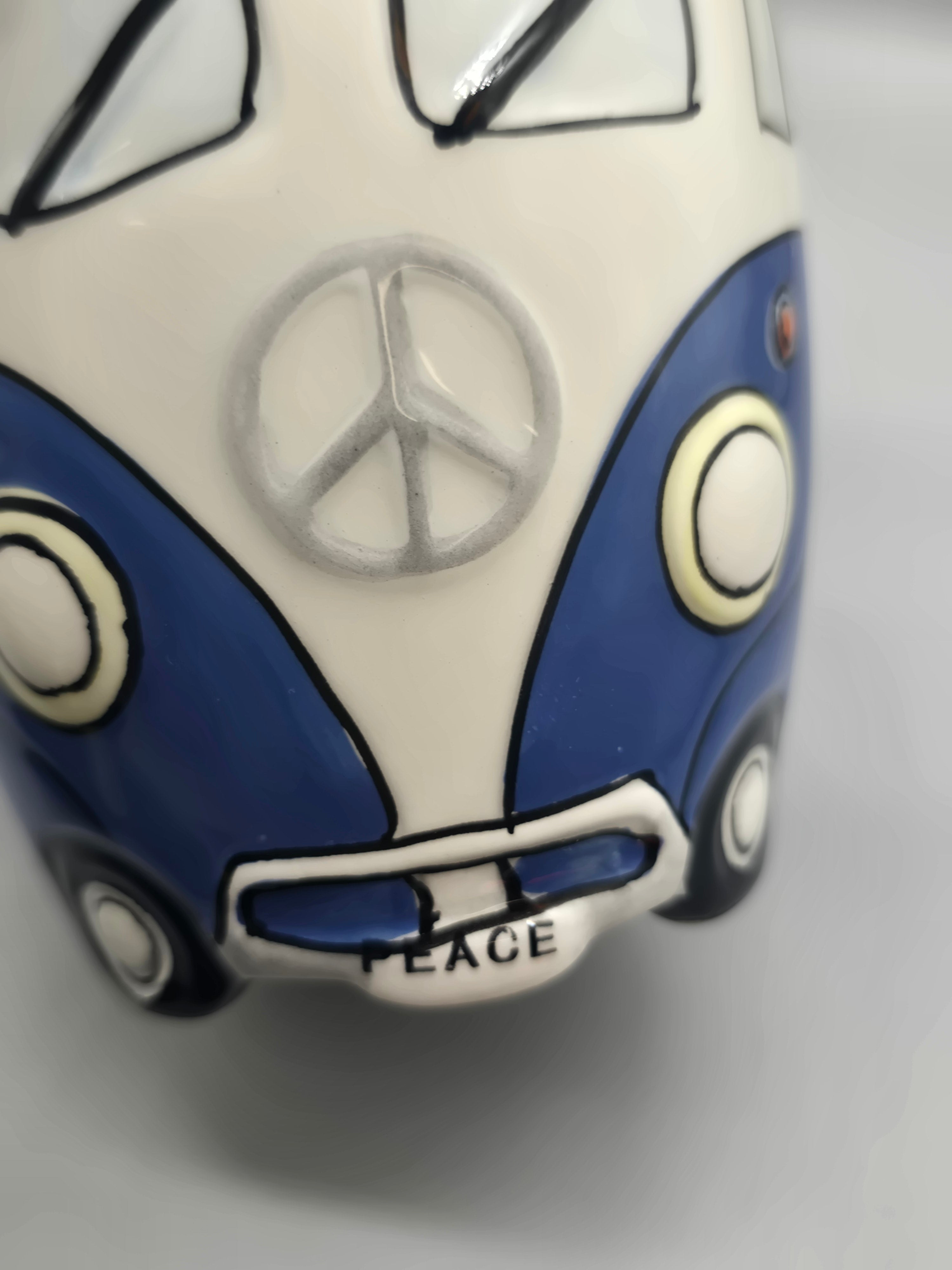Vintage Volkswagen VW Camper Bus Ceramic Coffee Mug Blue White Peace Hippie Van