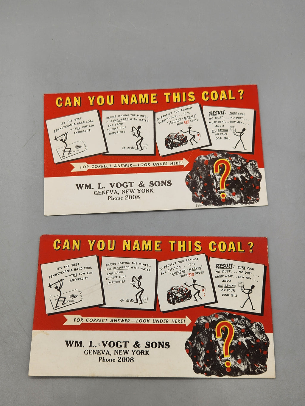 Vintage Reading Anthracite Coal Advertising Blotters – Wm. L. Vogt & Sons