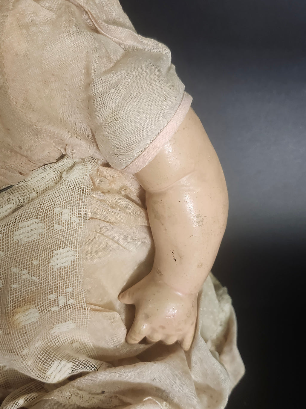 Vintage 1930s Composition Baby Doll 21” Sleep Eyes Teeth Original Clothing