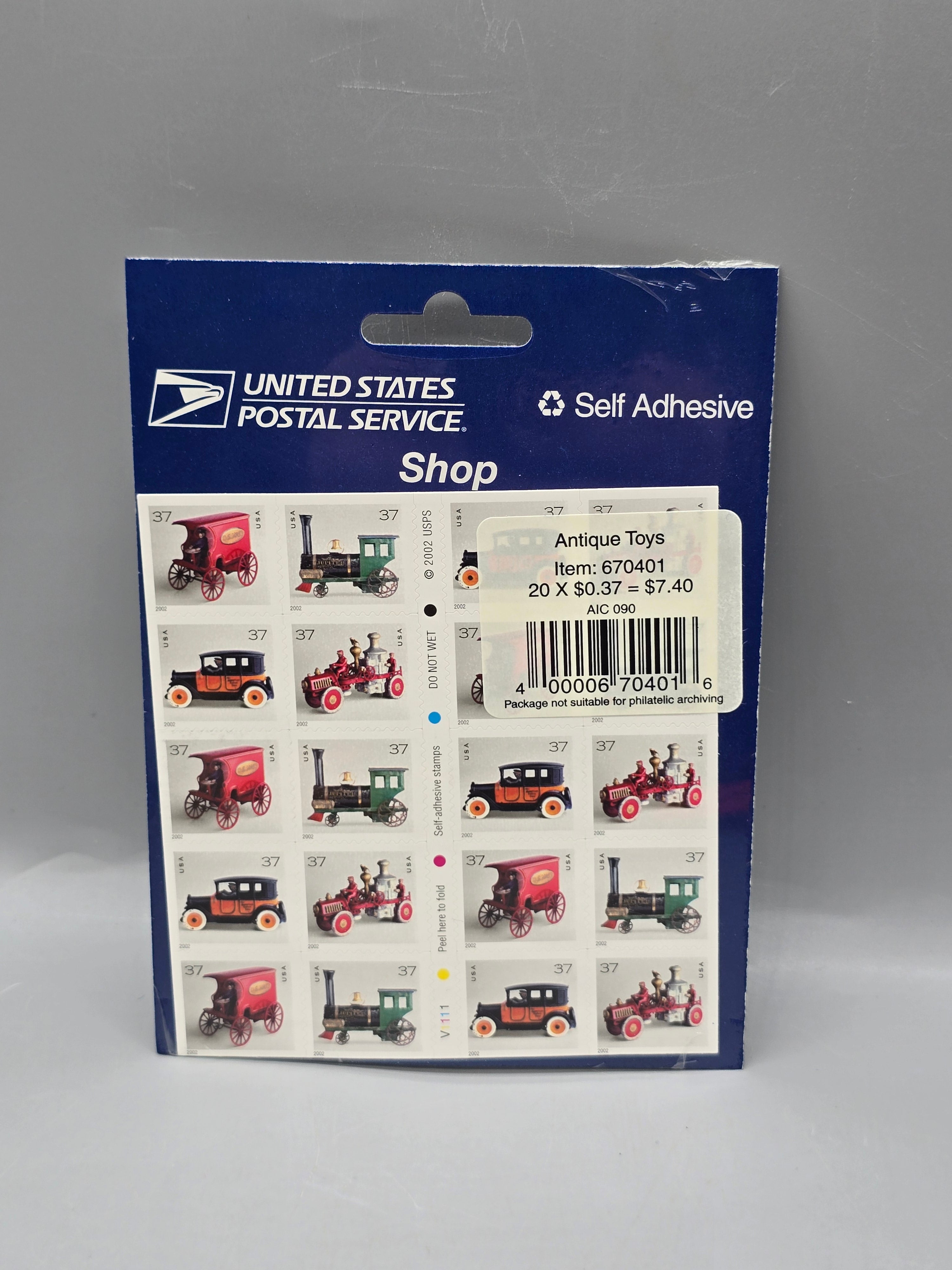 USPS Antique Toys 37¢ Self Adhesive Stamp Booklet of 20 Sealed