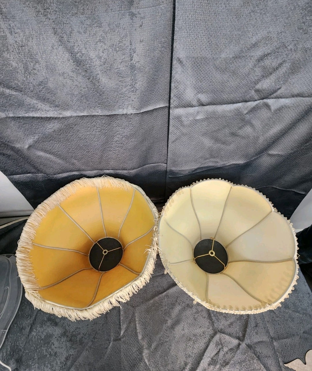 Vintage Victorian Style Lamp Shades Pair Floral Fringe Beaded Boudoir Cottage...