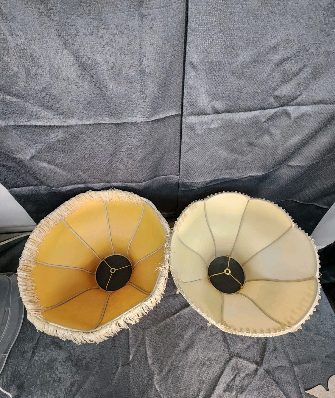Vintage Victorian Style Lamp Shades Pair Floral Fringe Beaded Boudoir Cottage...