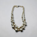 Vintage 22" Double Strand Faux Pearl Necklace Sterling Silver Clasp Gold Tone Spacers