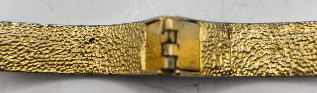 Vintage Hinged Cloisonne Enamel Bangle Bracelet Black Gold Paisley Design