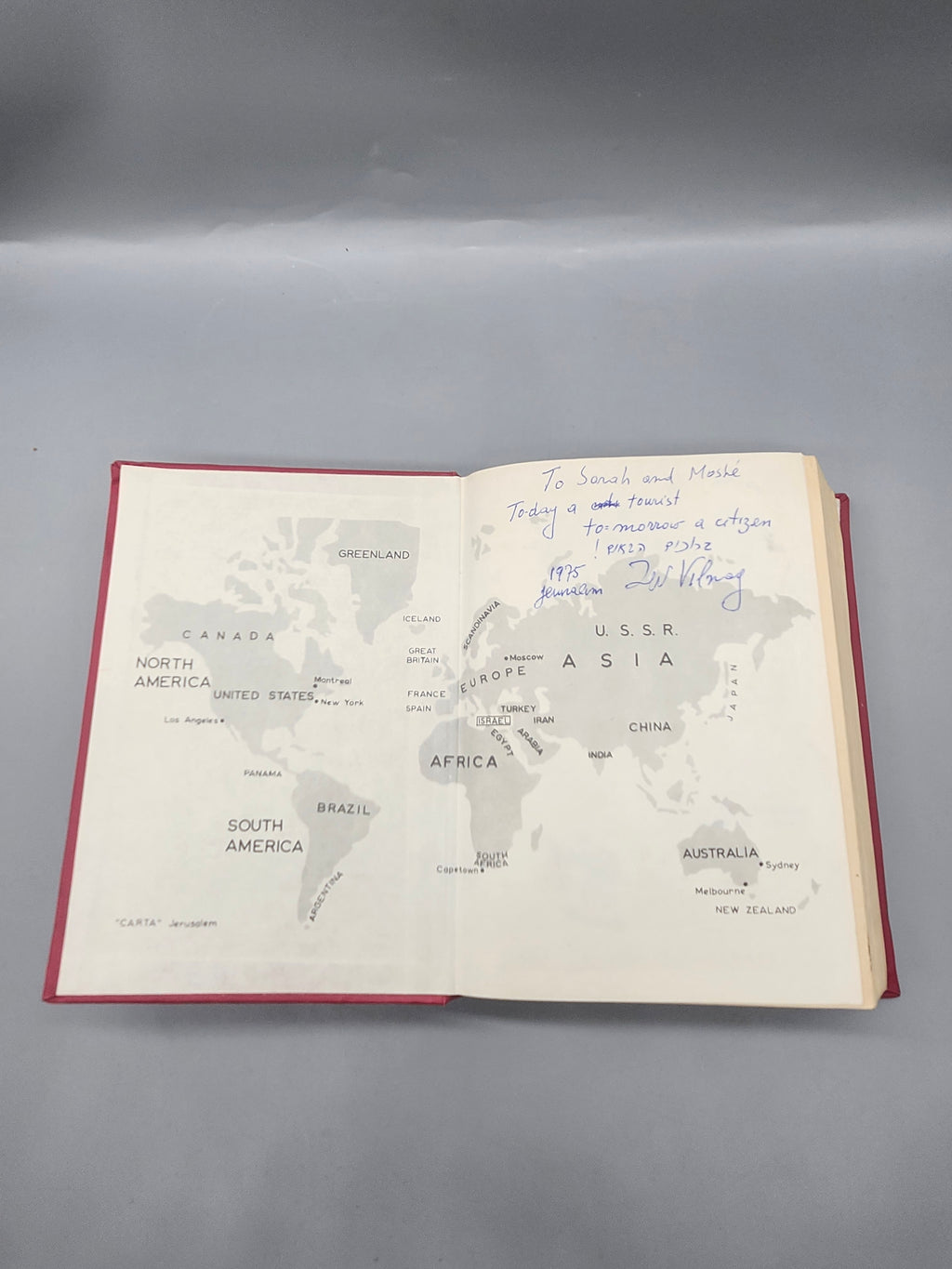 Signed Zev Vilnay The Guide to Israel 1972 HC 11th Revised w/ Fold Out Map
