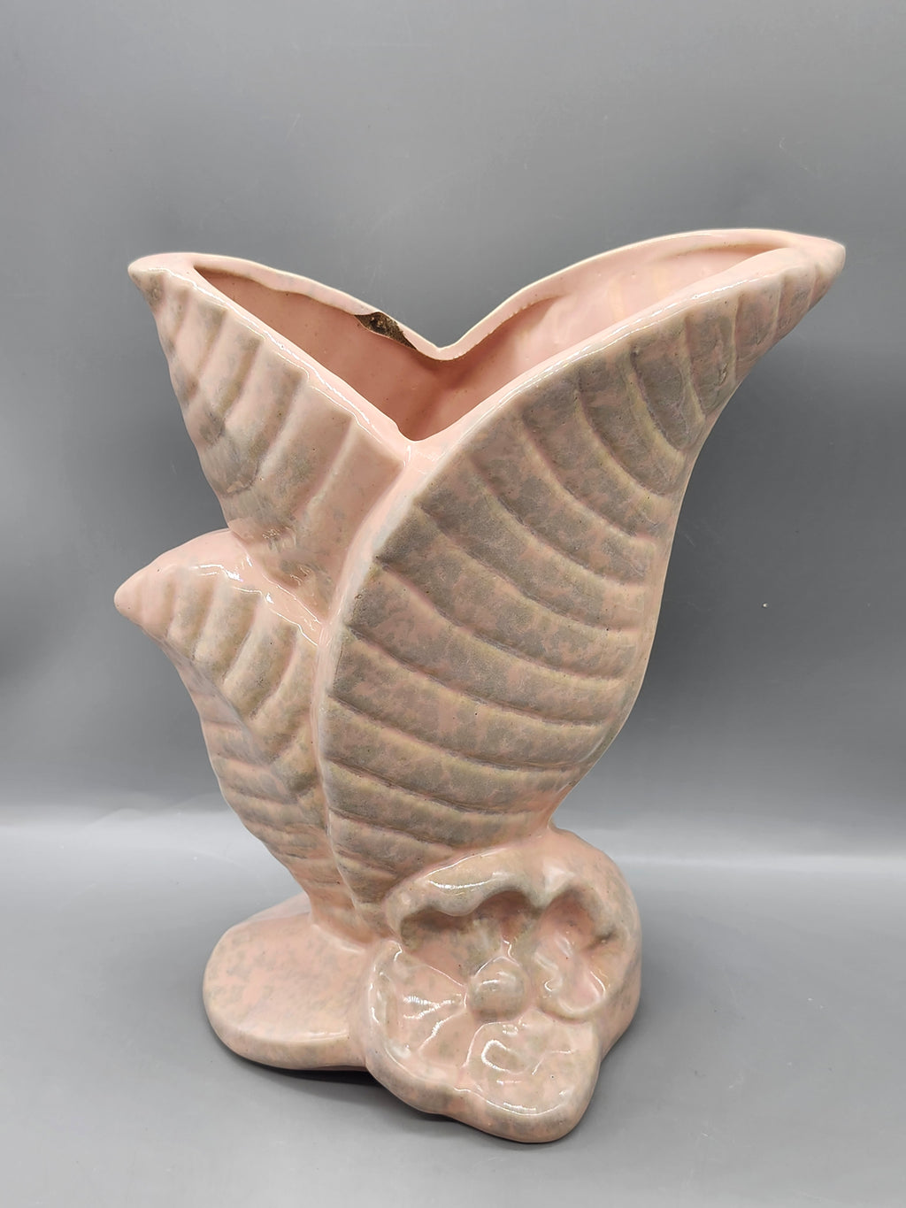 Vintage Gonder USA 167A Pink Leaf Vase Mid Century Art Pottery Planter