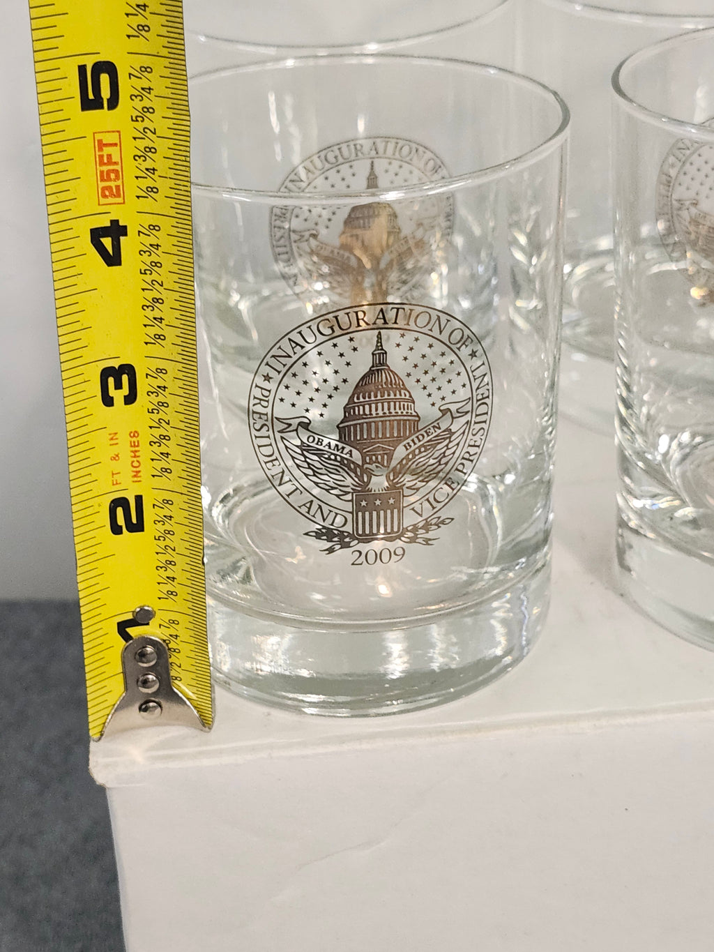 Set of 4 Obama Biden 2009 Inauguration Rocks Glasses Tumblers