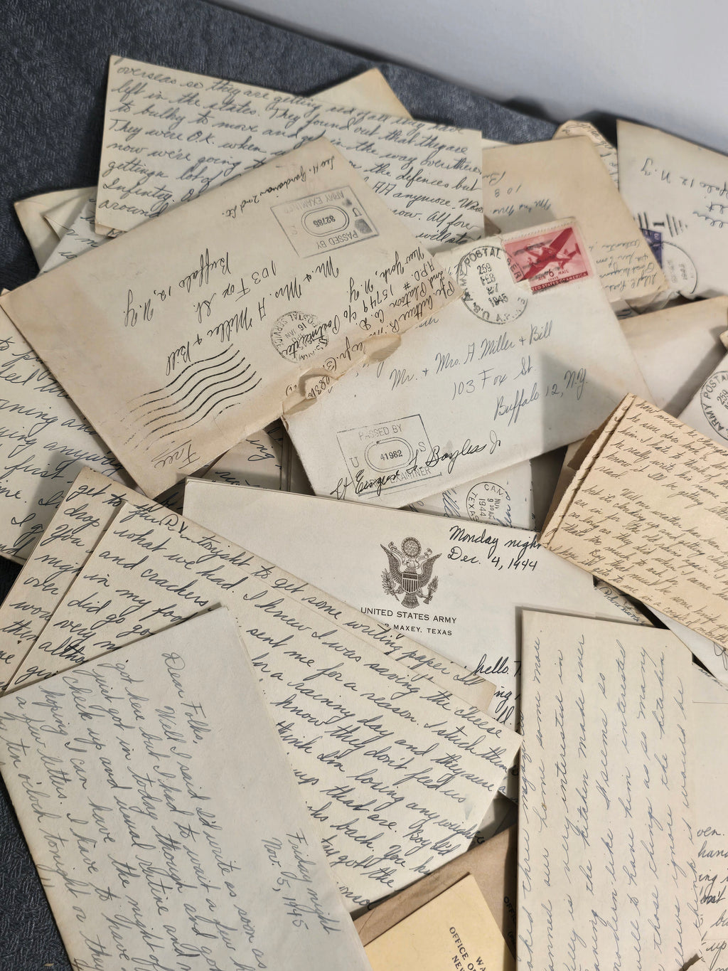 Lot of 120+ Original WWII US Army Letters, V-Mail, Envelopes, Telegrams & Military Ephemera 1944-1945