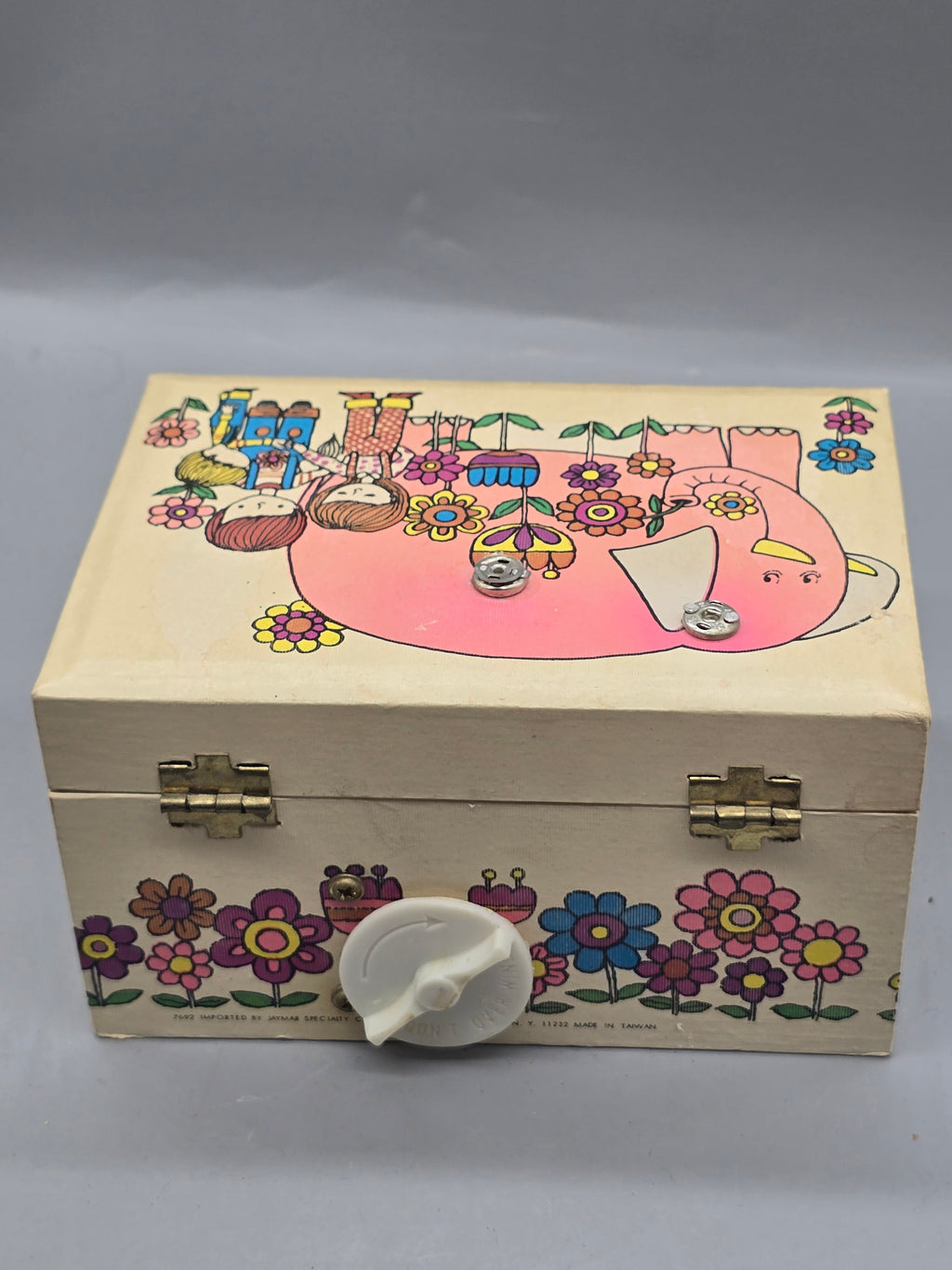 Vintage Jaymar Specialty Musical Jewelry Box Pink Elephant Ballerina Music Box Taiwan