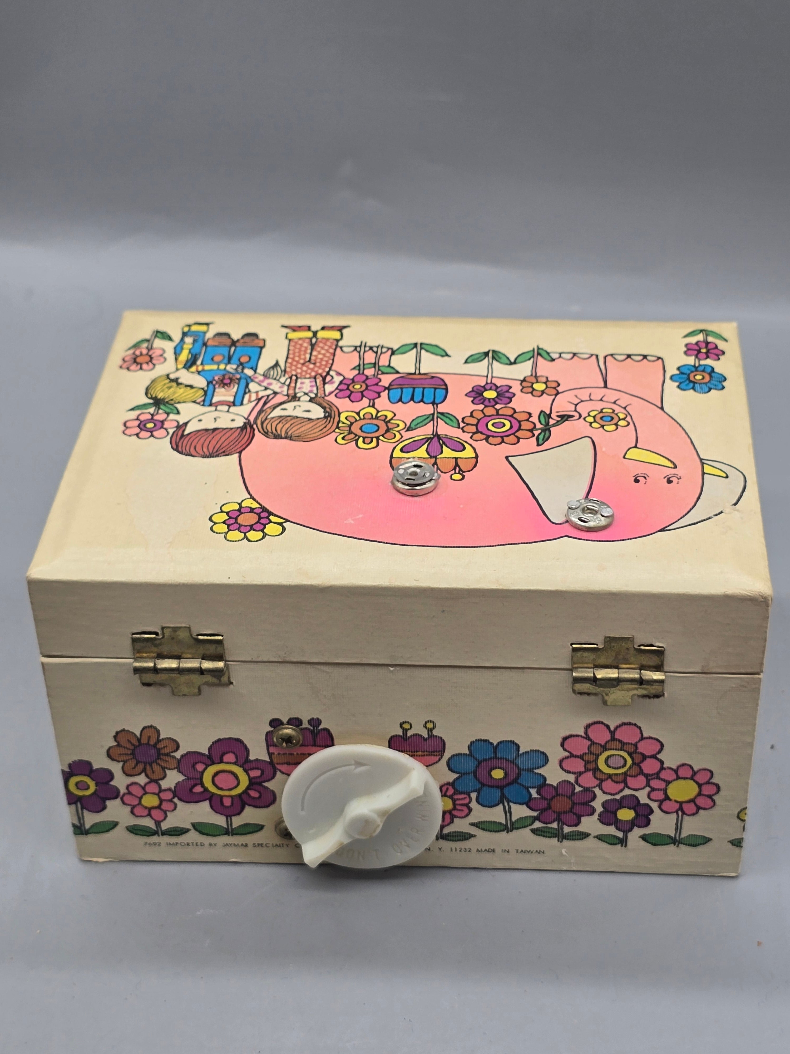 Vintage Jaymar Specialty Musical Jewelry Box Pink Elephant Ballerina Music Box Taiwan