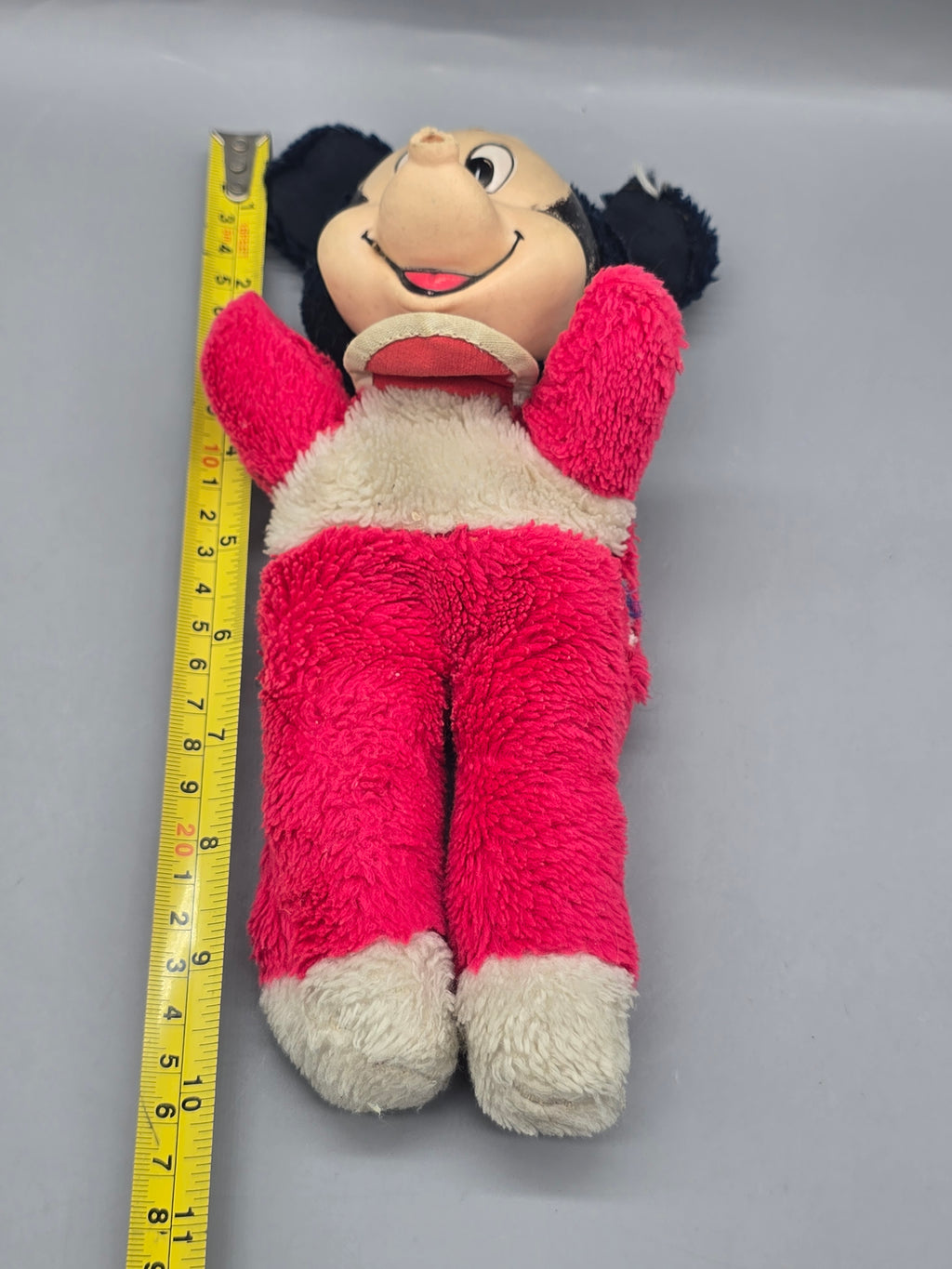 Vintage Mickey Mouse Plush Rubber Face Doll Red Pajamas Bib 1970s Toy 11" Parts/Repair