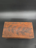 Vintage Hand Carved Wooden Keepsake Box "HAITI" Floral Folk Art Trinket Jewelry Box