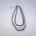 White House Black Market 16" Triple Strand Silver Tone Chain Necklace Black Faux Leather