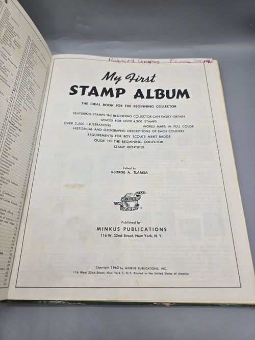 1962 My First Stamp Album Minkus Publications Vintage Stamp Collector Book