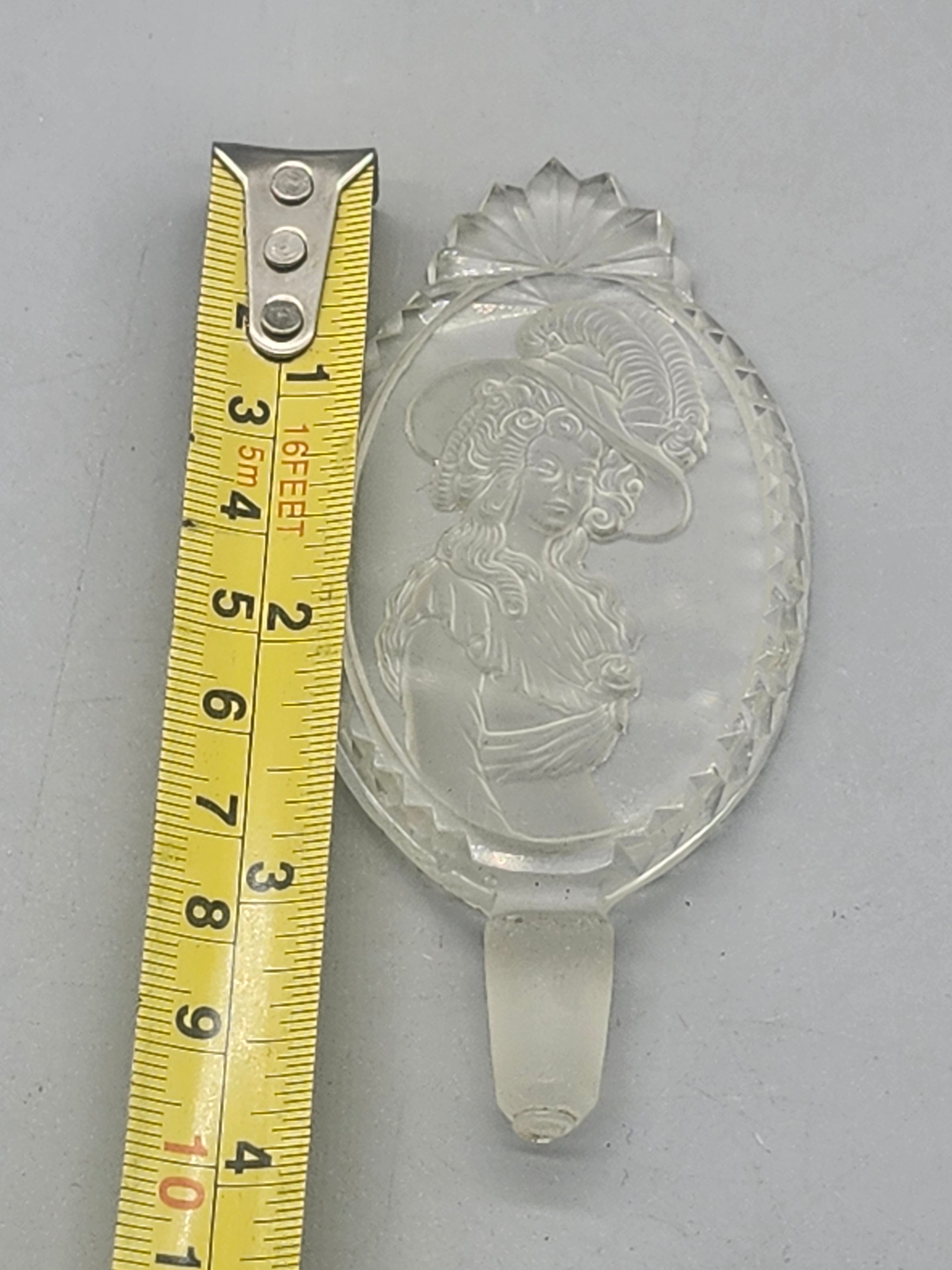 Vintage Frosted Glass Lady Cameo Perfume Bottle Stopper Art Deco Style