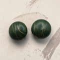 Vintage Green Gold Swirl Clip-On Button Earrings Large Round Retro Statement