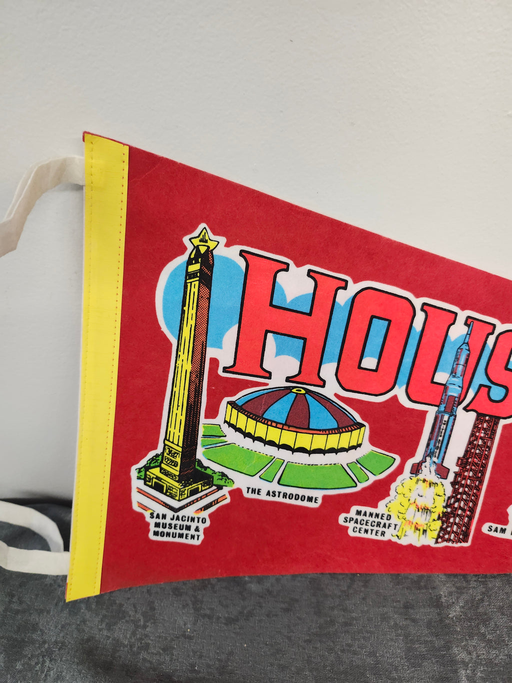 Vintage 1980 Houston Texas Felt Pennant 29” Astrodome NASA Space Center