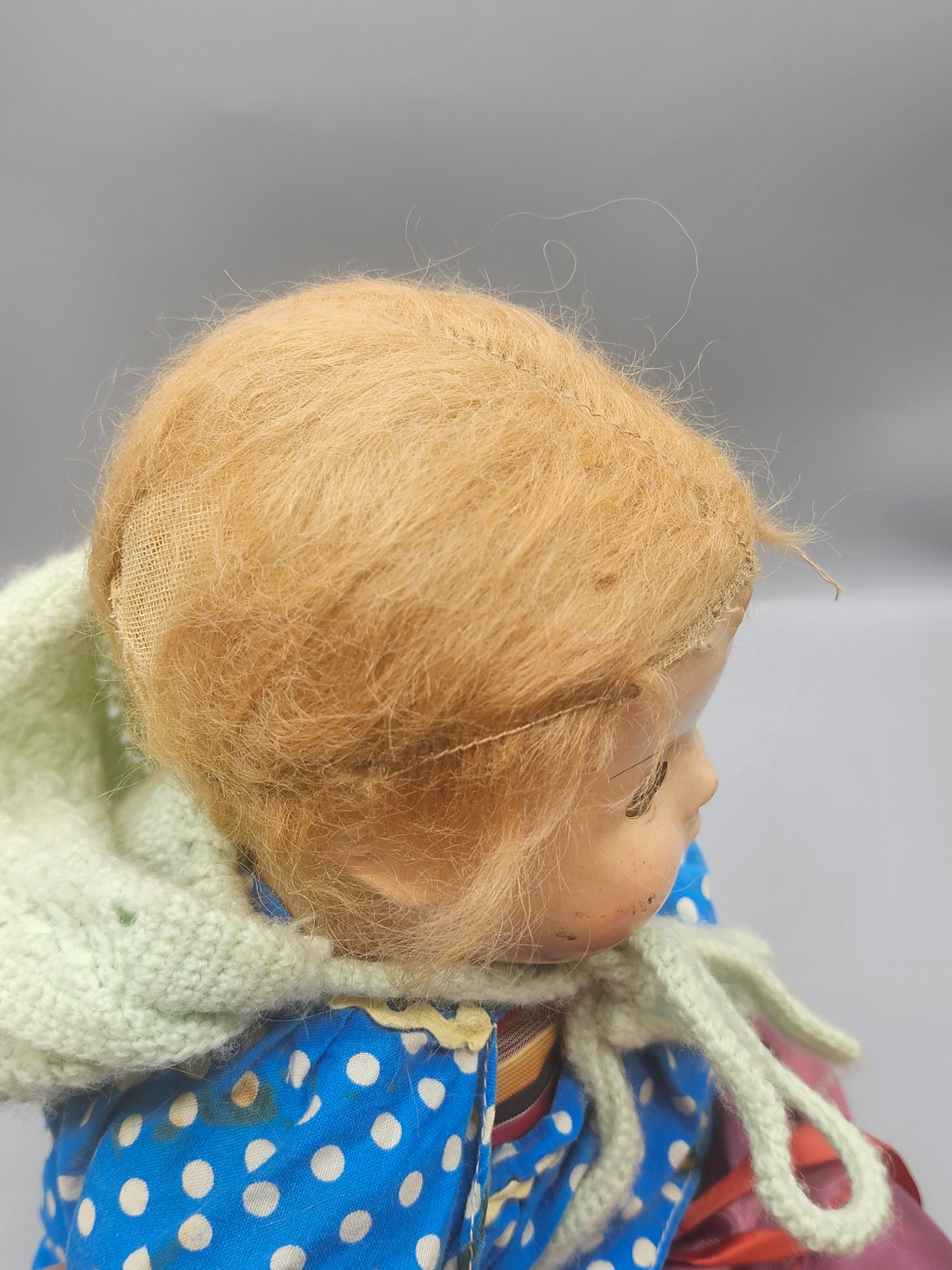 Vintage 1930s–40s Composition Sleep Eye Doll w/ Original Style Clothing