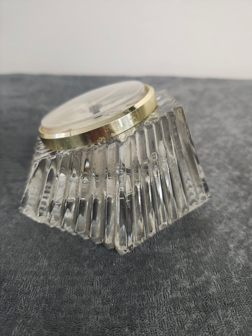 Vintage PS West Germany Quartz Crystal Glass Desk Clock Paperweight