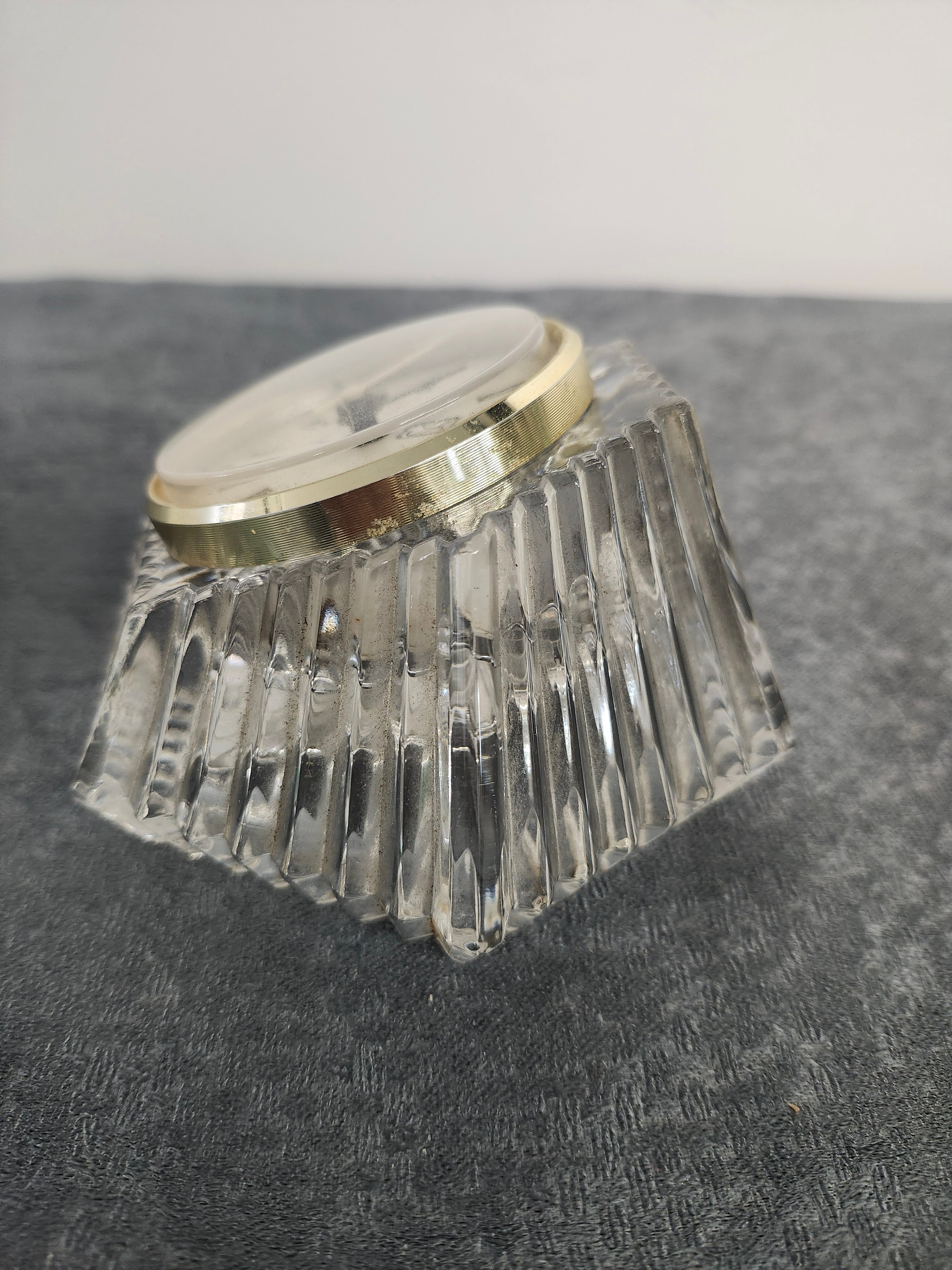 Vintage PS West Germany Quartz Crystal Glass Desk Clock Paperweight