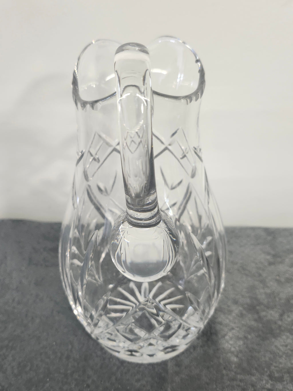 Vintage Cut Crystal Pitcher Etched Rose Floral Water Juice Vase 10"