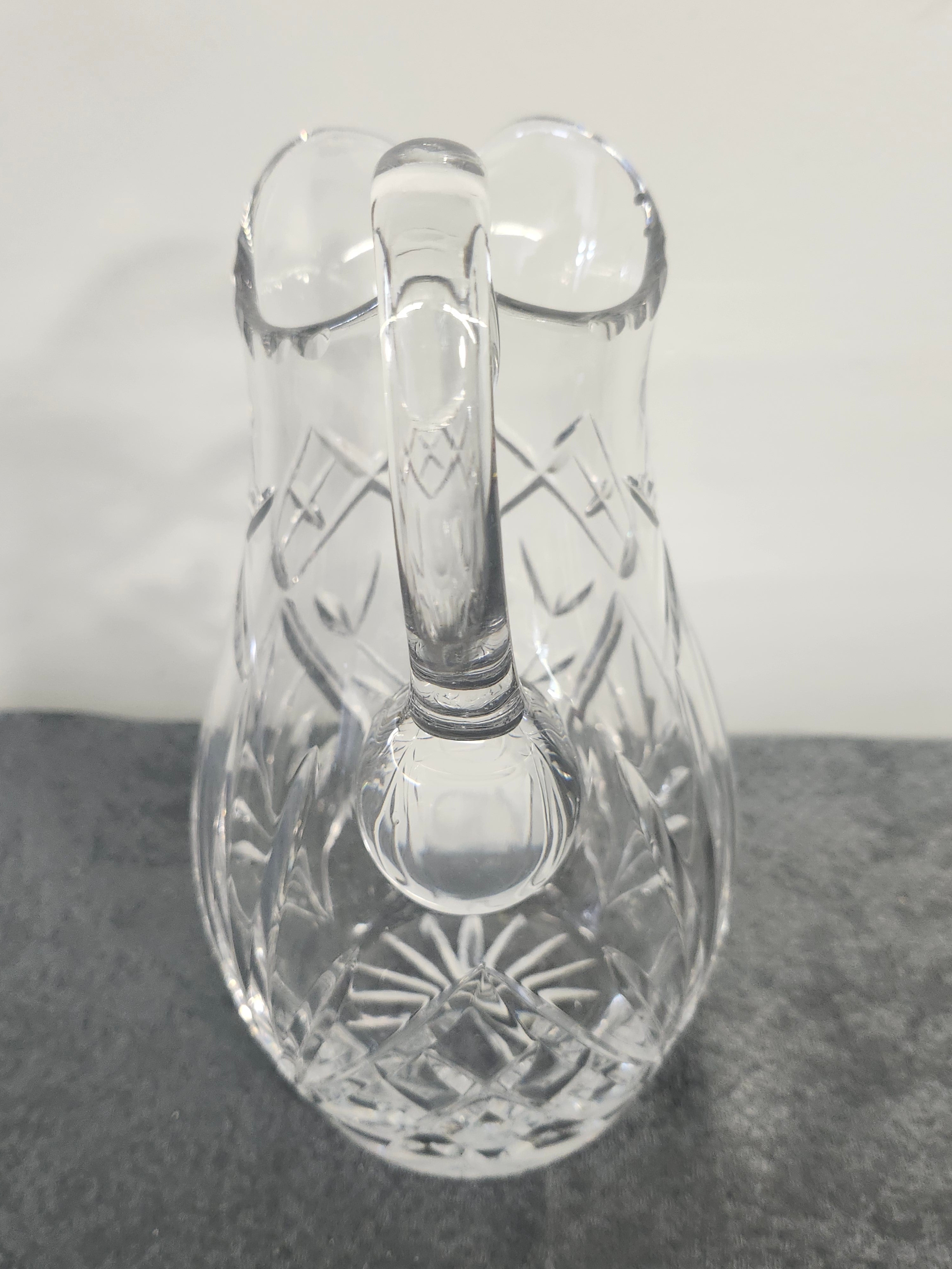 Vintage Cut Crystal Pitcher Etched Rose Floral Water Juice Vase 10"