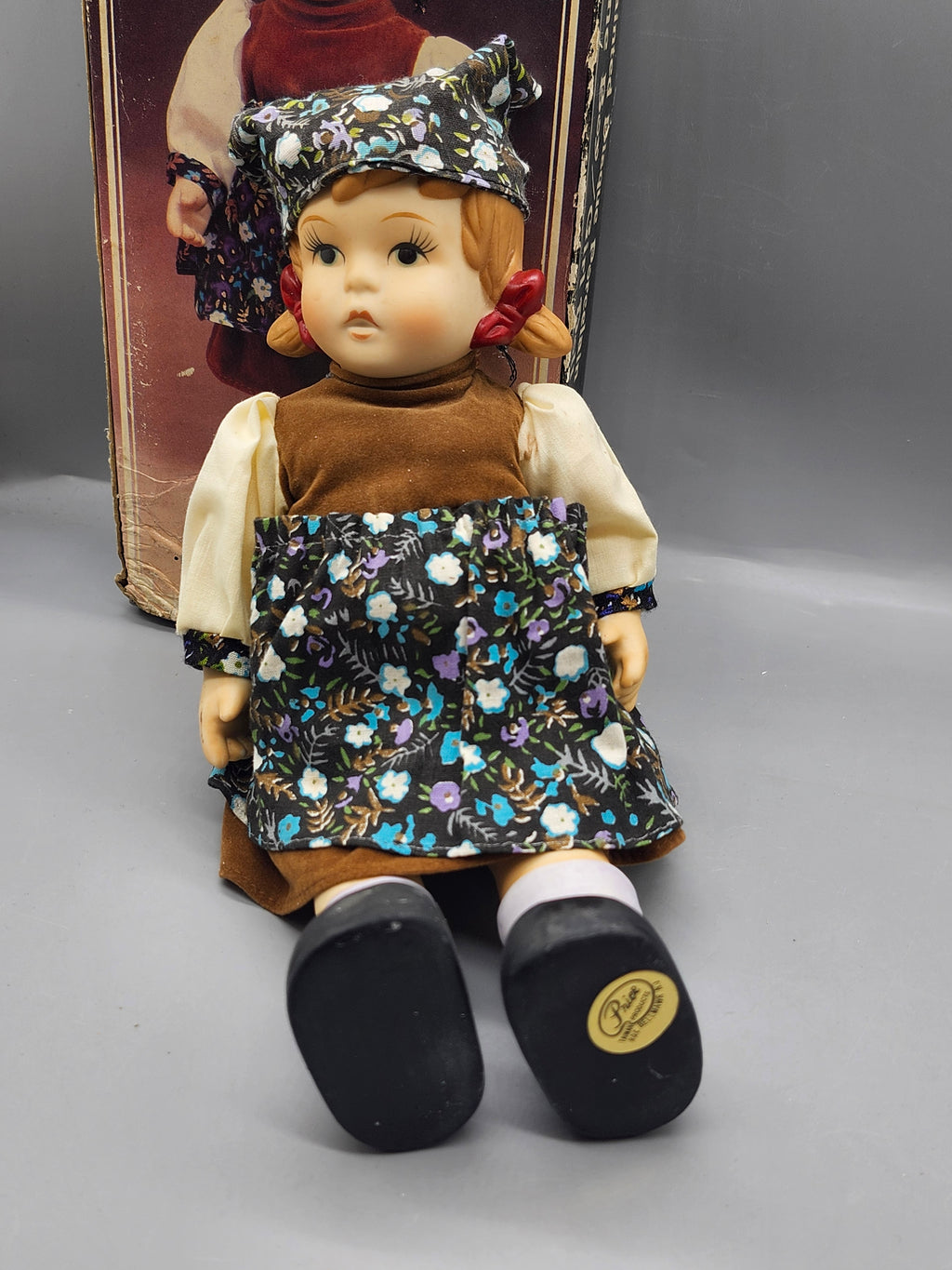 Vintage Price Products Bisque Porcelain Alpine Girl Doll 11" w/ Box