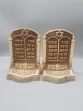 Vintage Judaica Ten Commandments Bookends Hebrew Stone Resin Set of 2
