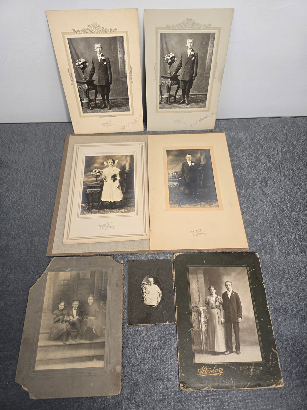 Lot of 7 Antique Cabinet Cards & Portrait Photographs Buffalo NY Family Studio Photos