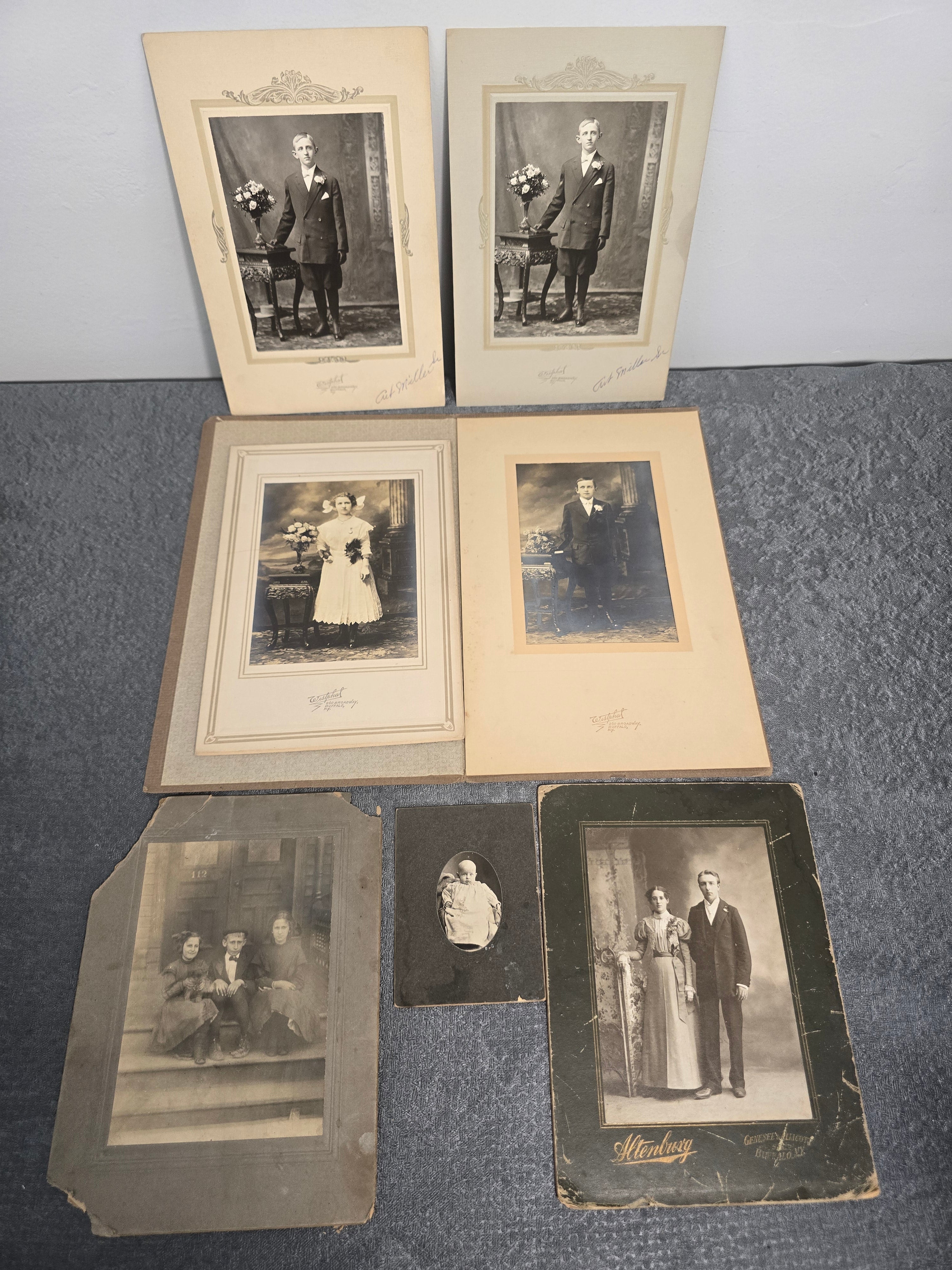 Lot of 7 Antique Cabinet Cards & Portrait Photographs Buffalo NY Family Studio Photos