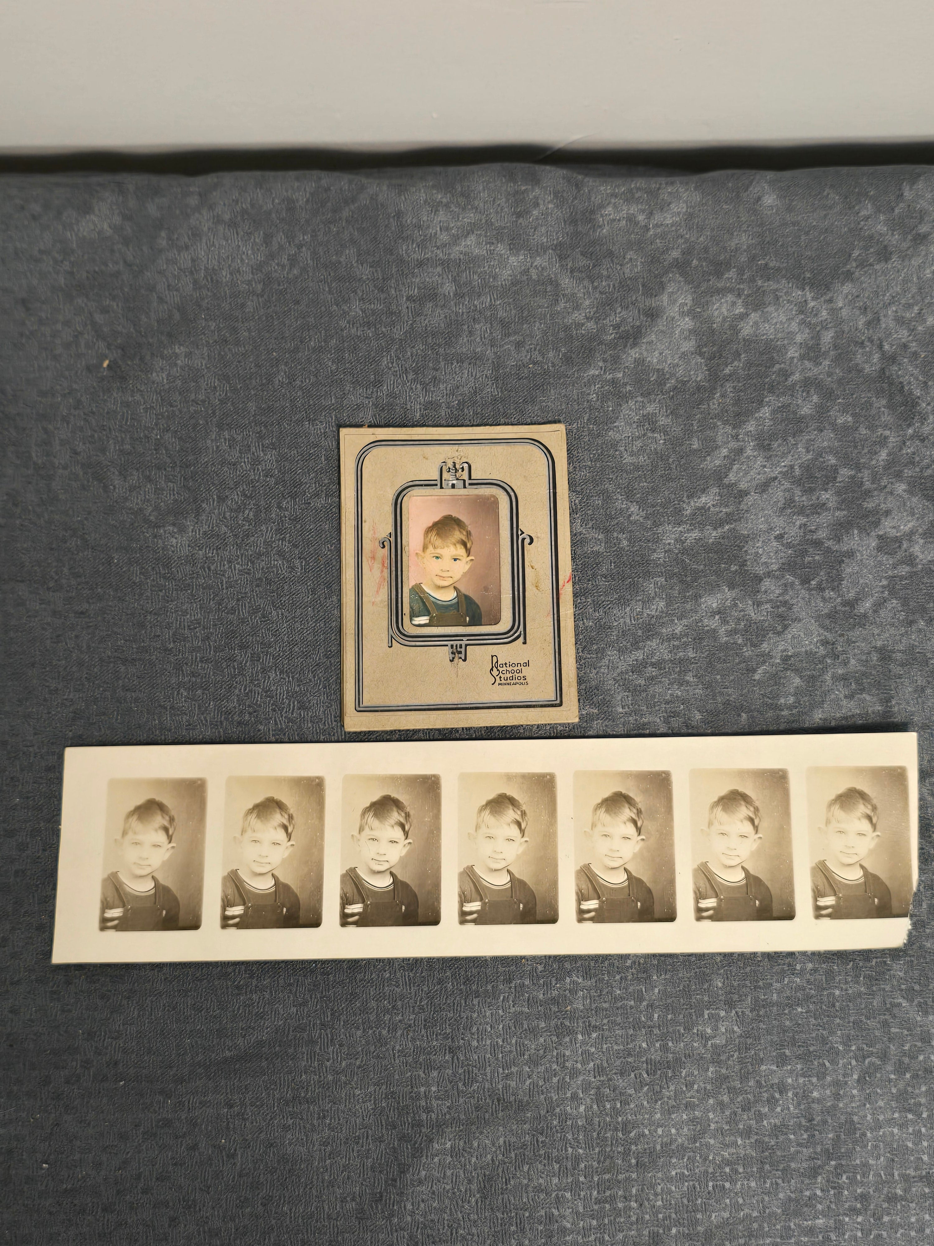 Vintage National School Studios Child Portrait Photo & Original Photo Booth Strip Lot