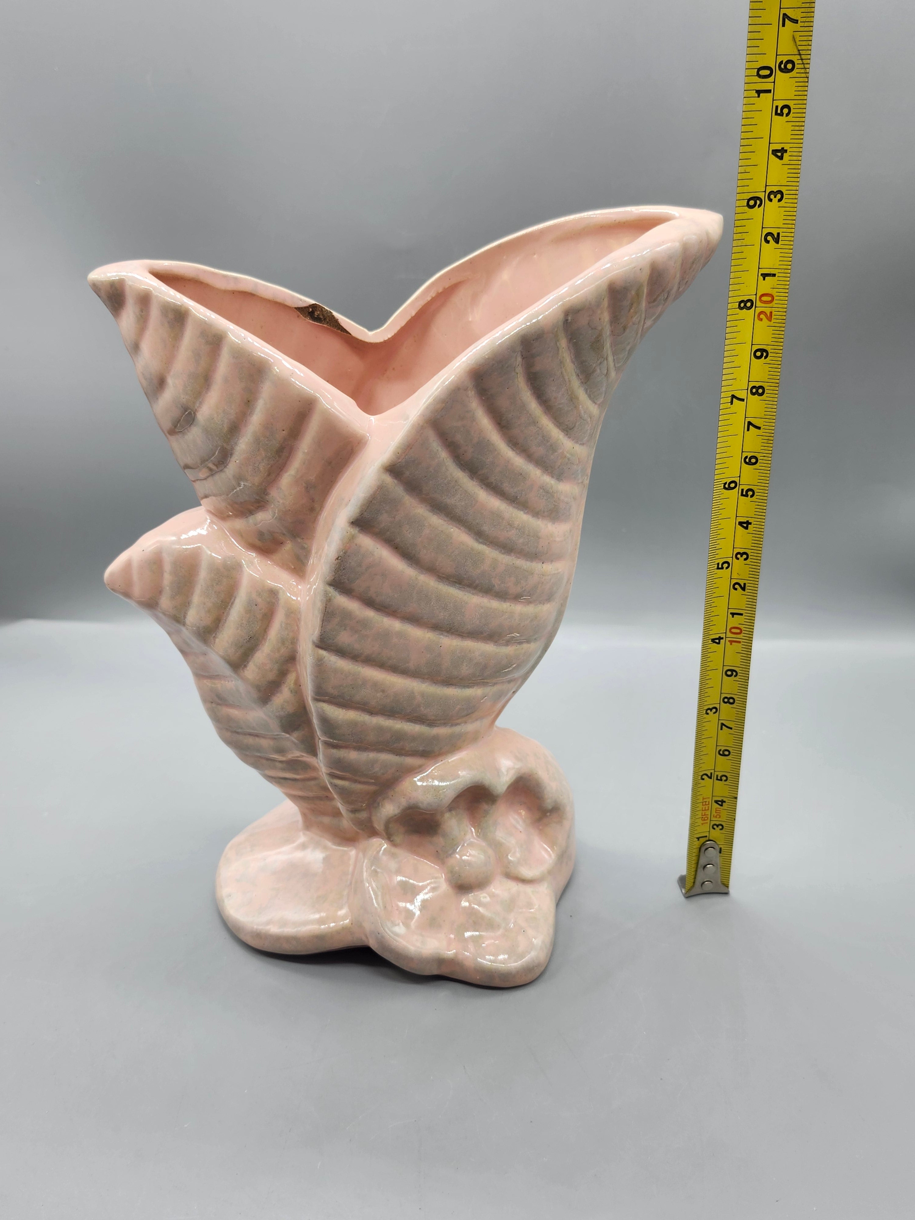Vintage Gonder USA 167A Pink Leaf Vase Mid Century Art Pottery Planter