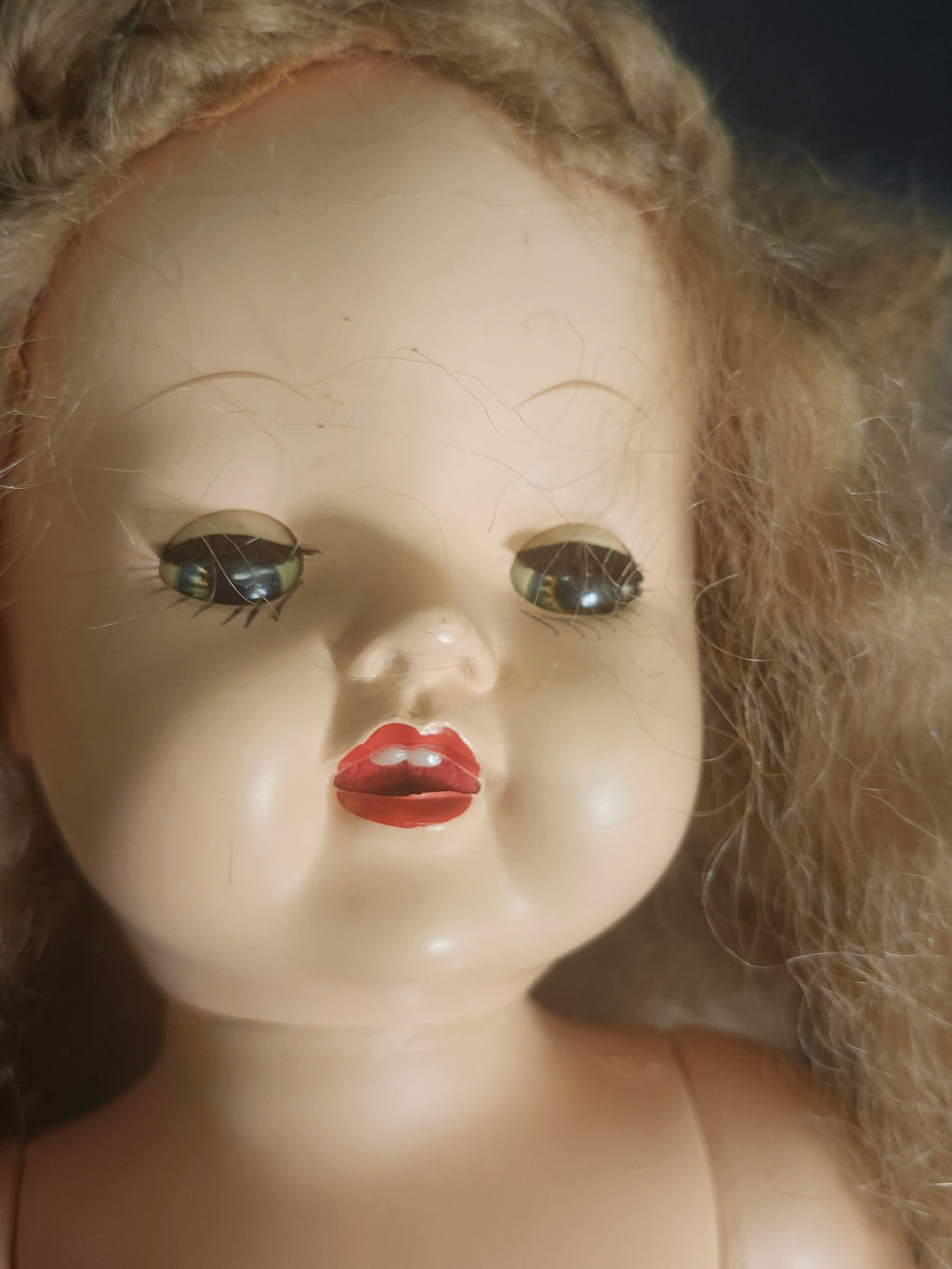 Vintage Mid-Century Sleep-Eye Doll with Rooted Blonde Hair & Sound Box
