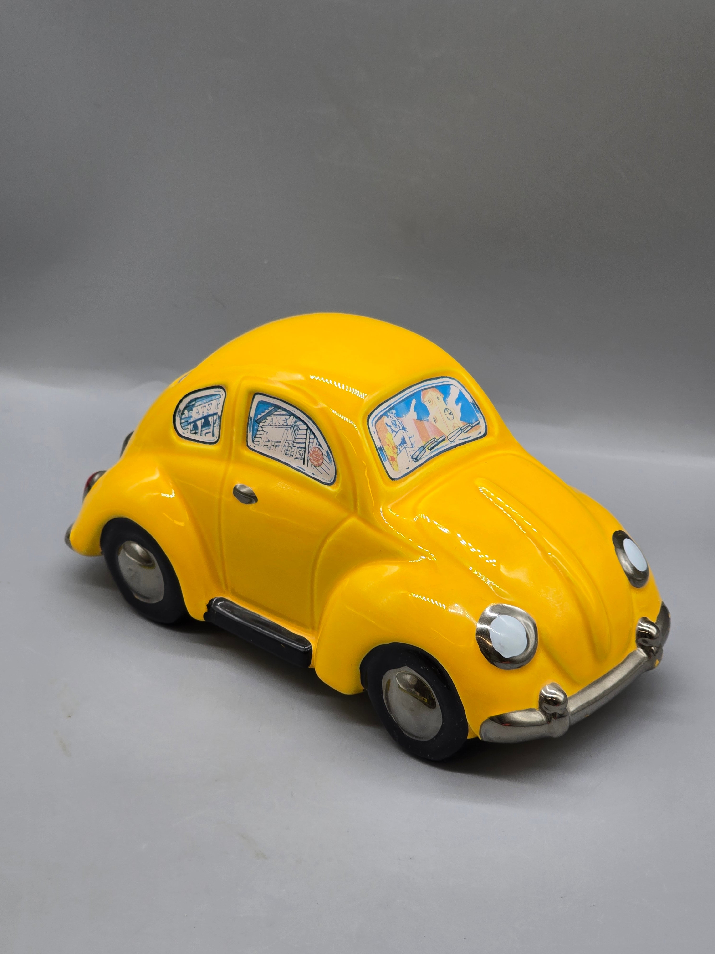 Enesco "Yellow Submarine" Musical Volkswagen Beetle Ceramic Music Box 1988 Japan