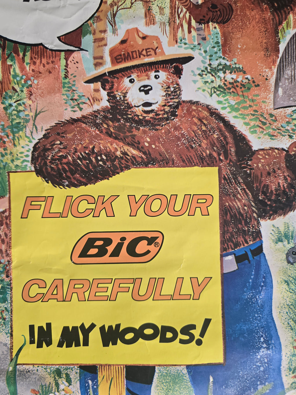 Vintage 1978 Smokey Bear BIC Lighter Forest Service Advertising Poster