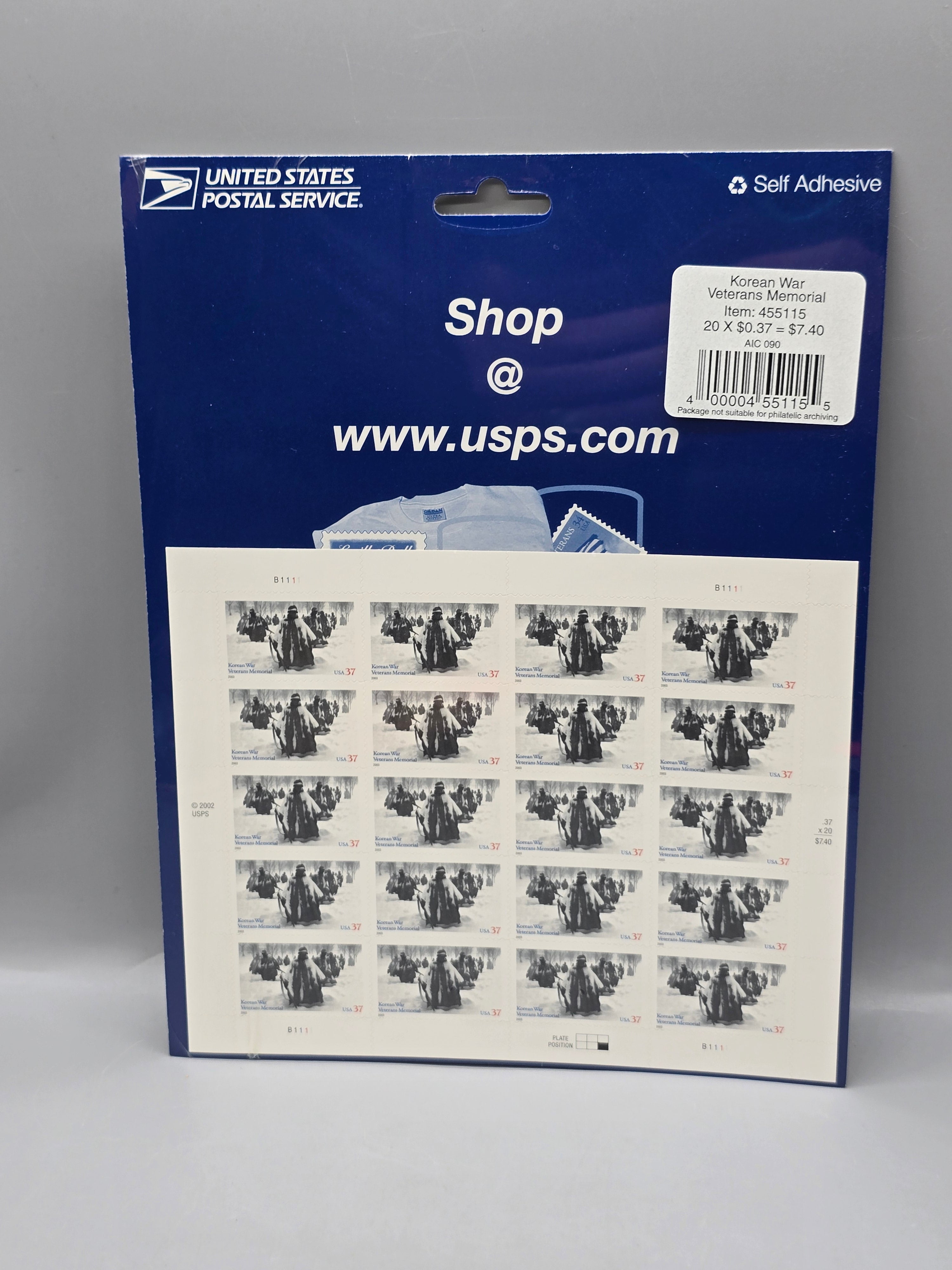 USPS Korean War Veterans Memorial 37¢ Self-Adhesive Stamp Booklet of 20 Sealed (2002)