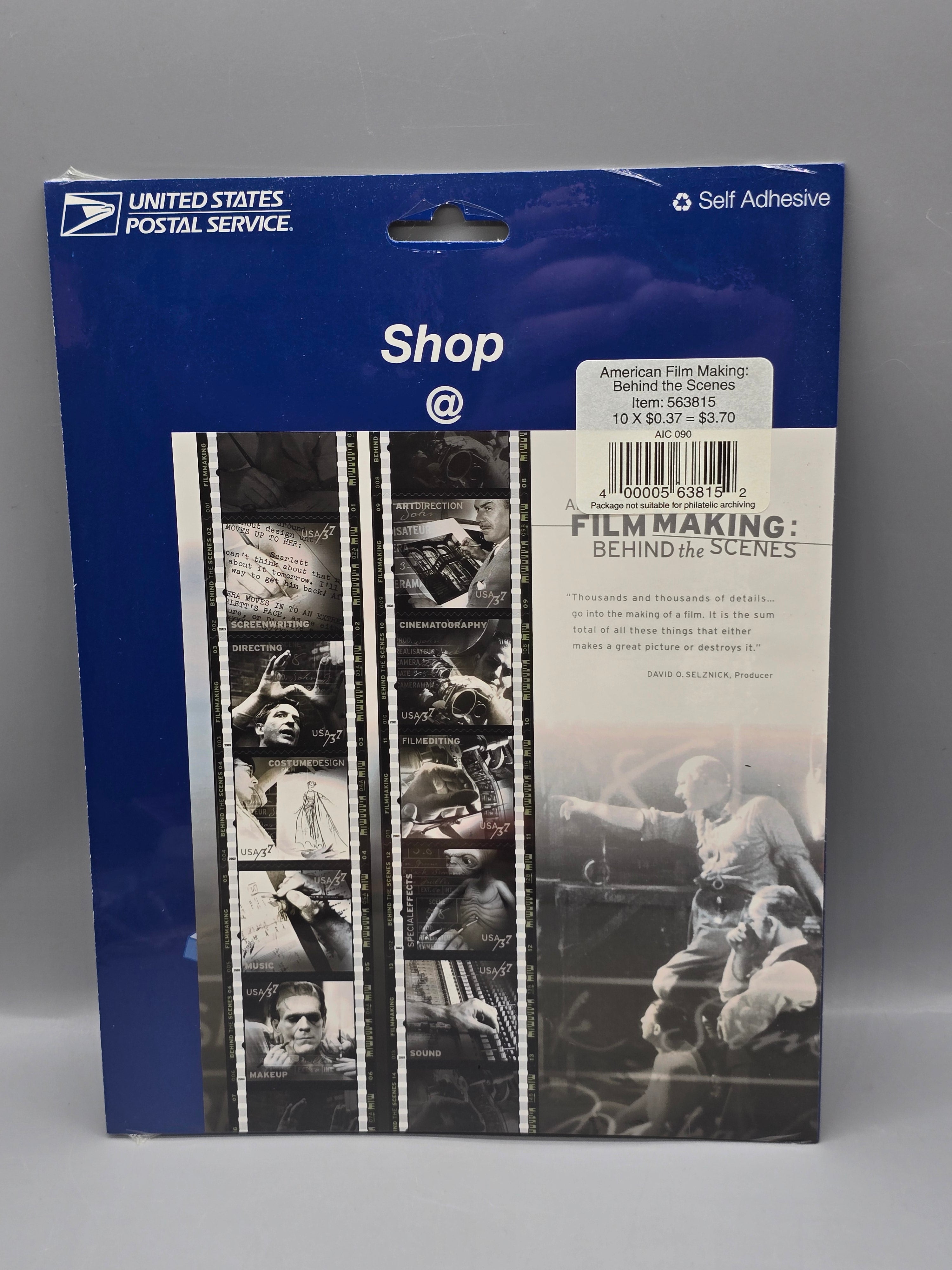 USPS American Filmmaking: Behind the Scenes 37¢ Self-Adhesive Stamp Pane of 10 Sealed (2003)