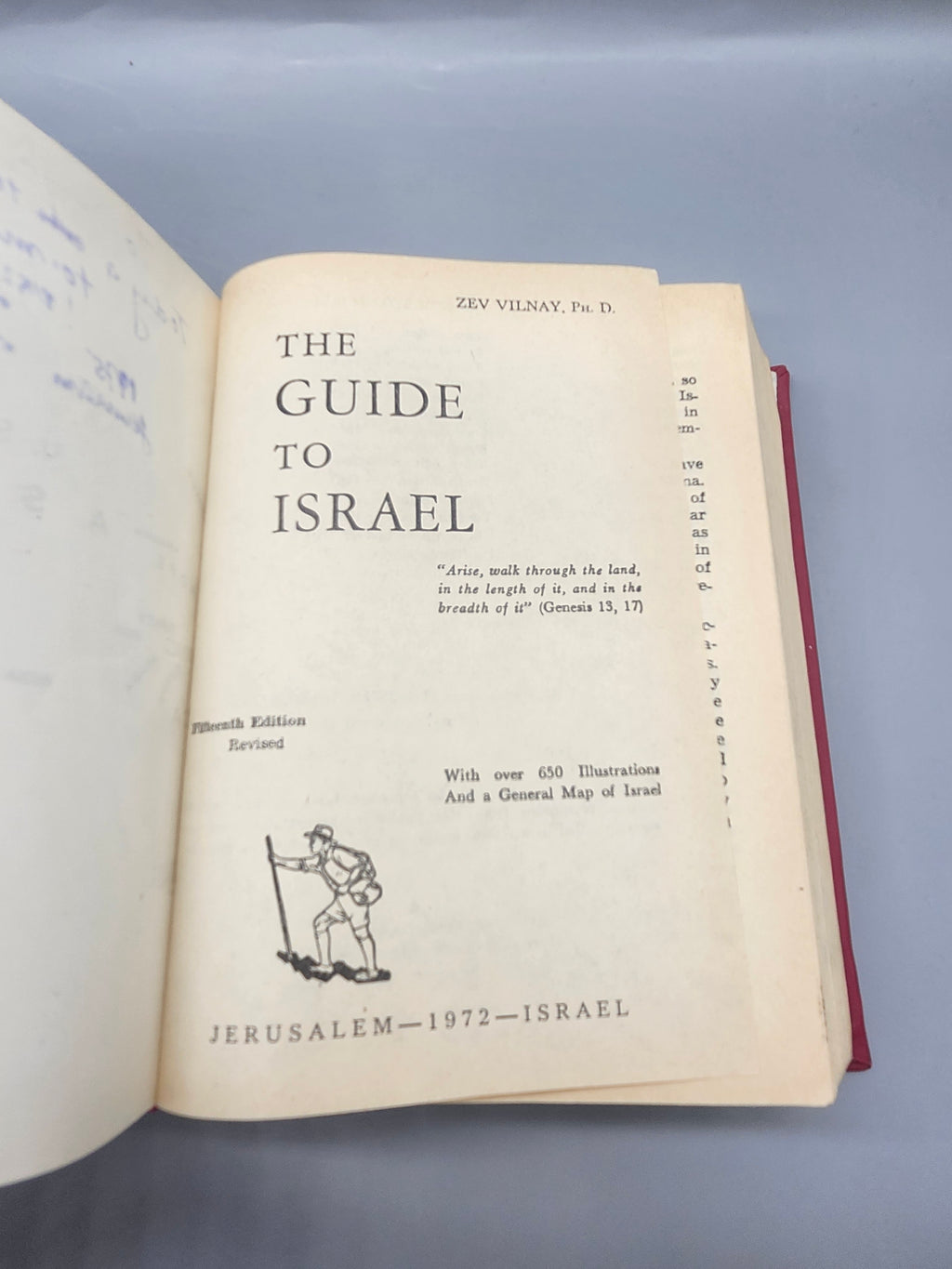 Signed Zev Vilnay The Guide to Israel 1972 HC 11th Revised w/ Fold Out Map