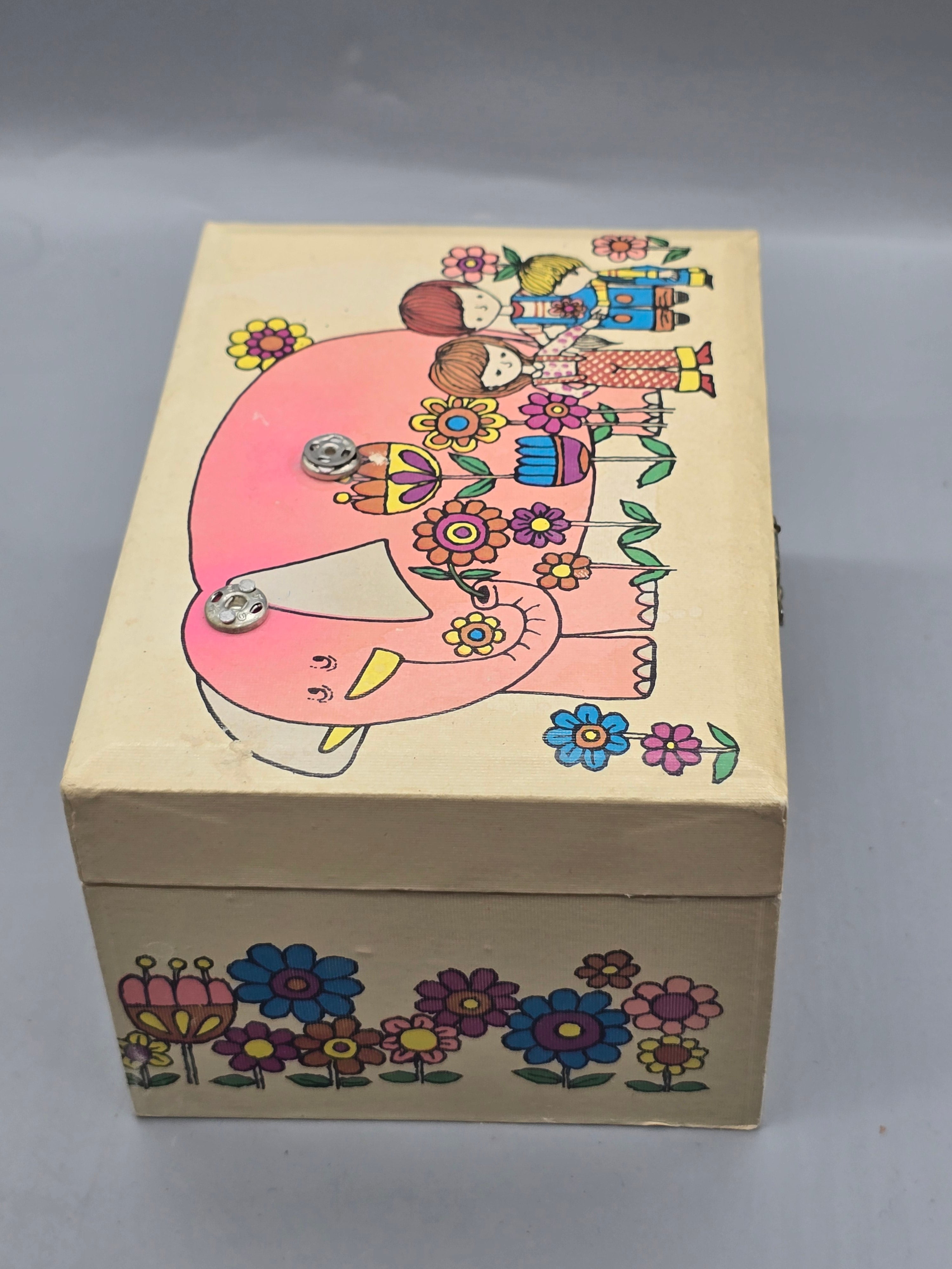 Vintage Jaymar Specialty Musical Jewelry Box Pink Elephant Ballerina Music Box Taiwan